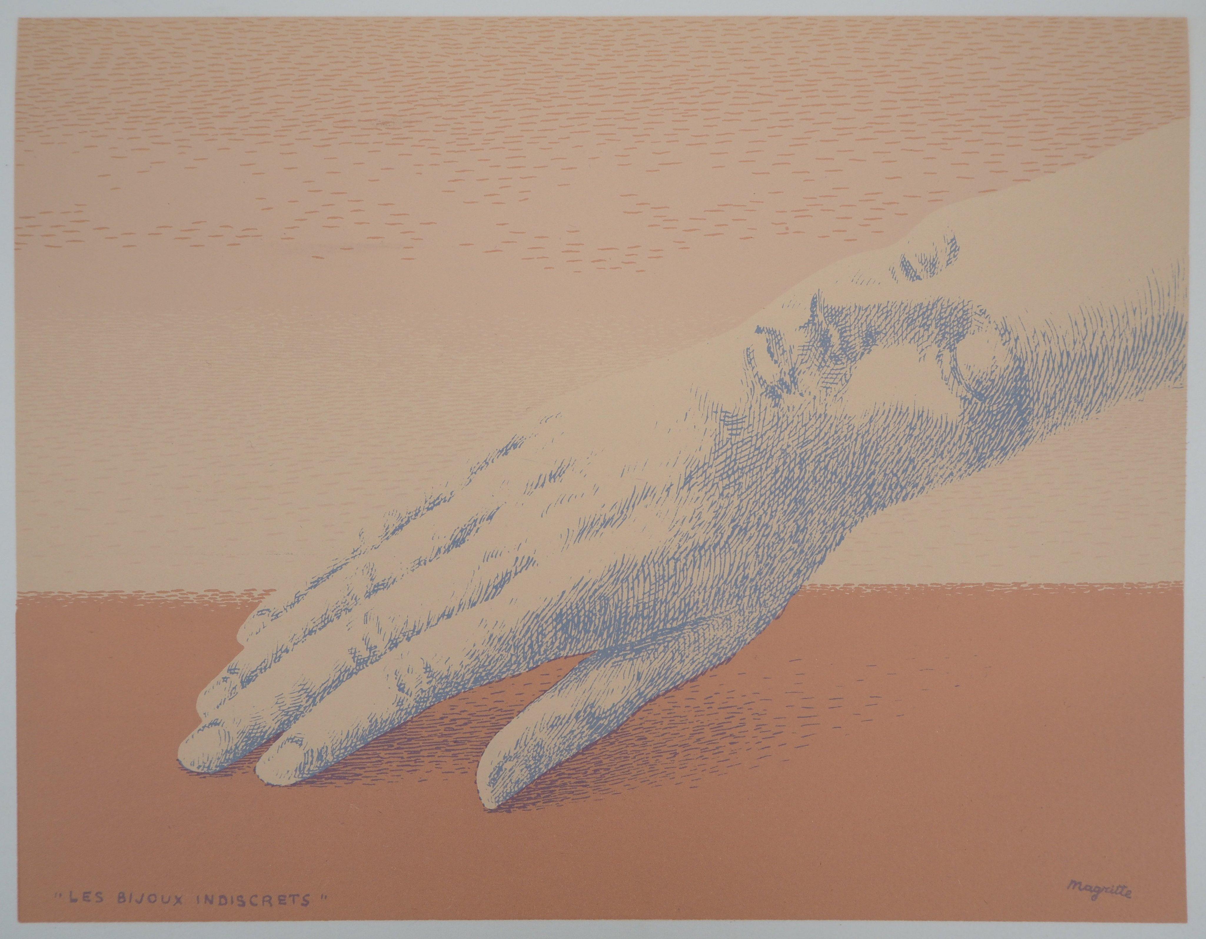 Indiscrete Jewels (Les Bijoux Indiscrets) – Originallithographie [Catalog #3] (Surrealismus), Print, von René Magritte
