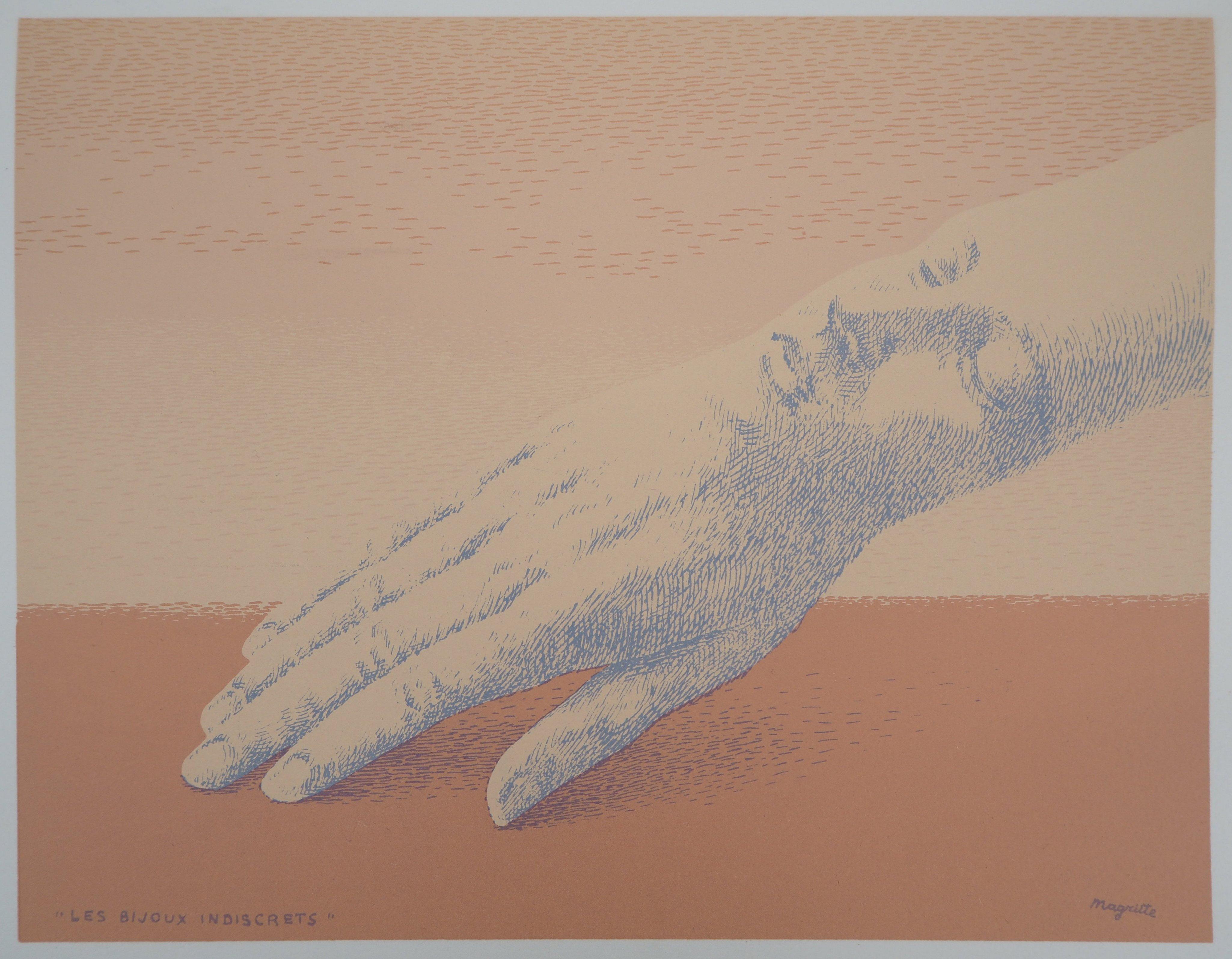 Indiscrete Jewels (Les Bijoux Indiscrets) - Original lithograph [Catalog #3] - Surrealist Print by René Magritte