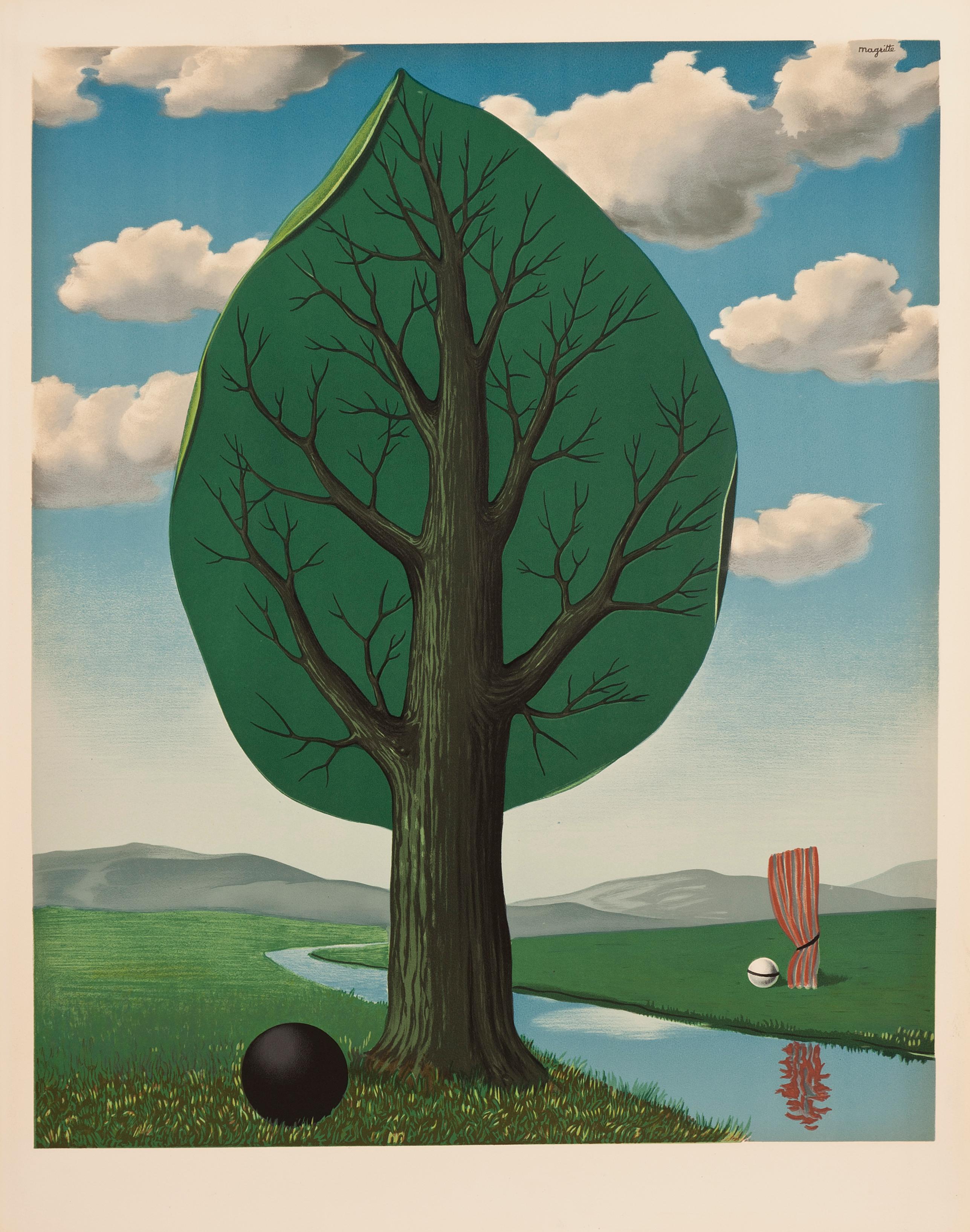 René Magritte Landscape Print - La Geante II by Rene Magritte, 1950 - Original Lithograph Poster