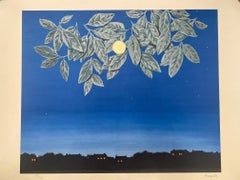 La Page Blanche - original Magritte lithograph, surrealistic landscape