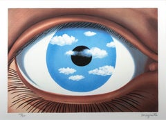 "Le Faux Miroir (The False Mirror), " Lithograph after Painting by Rene Magritte