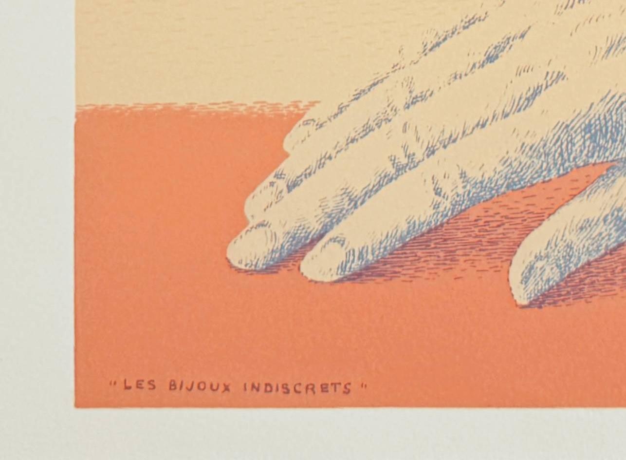 Les bijoux indiscrets - Beige Print by René Magritte