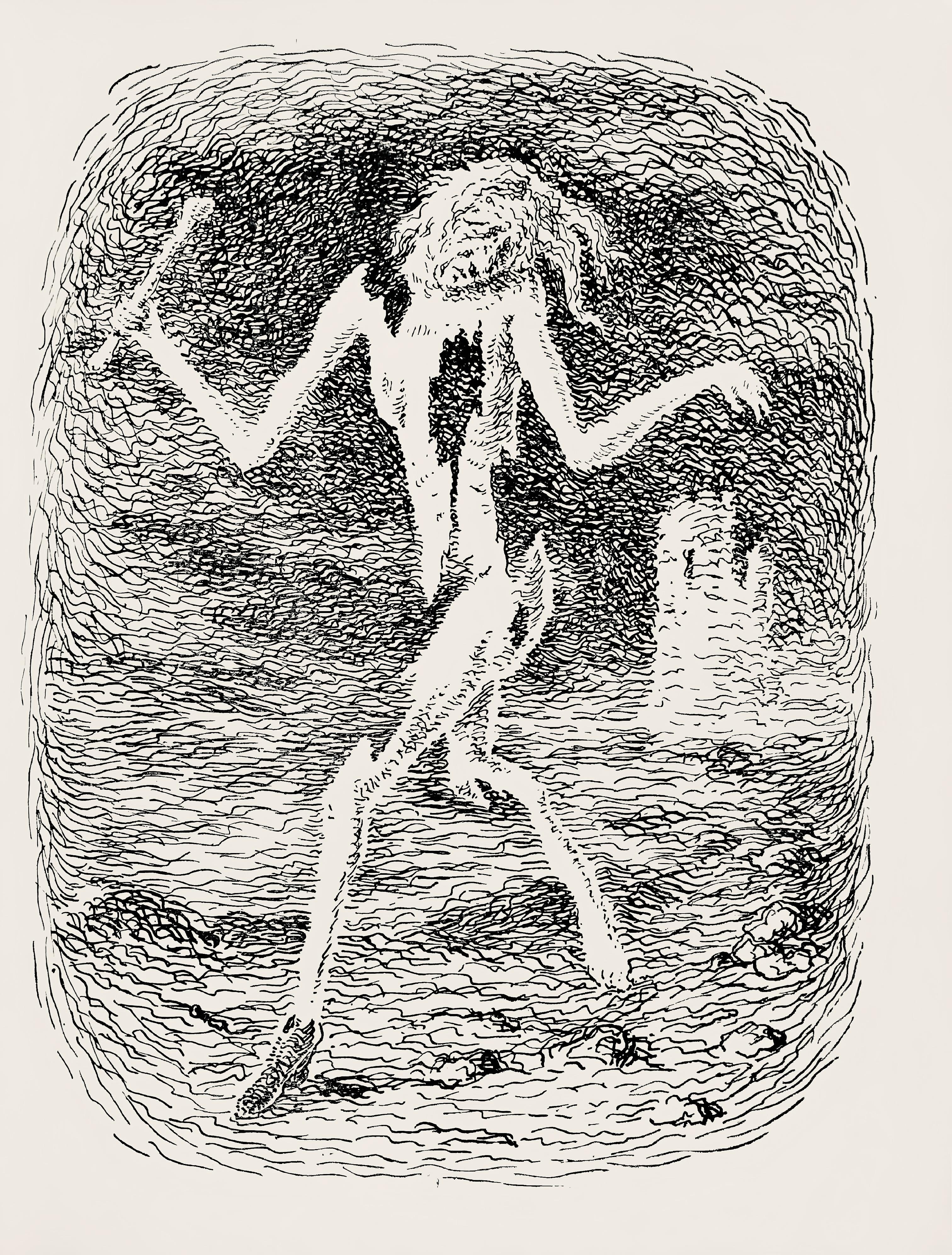 Lithograph on vélin papier pur chiffon paper. Paper Size: 10 x 7.375 inches. Inscription: Unsigned and unnumbered, as issued. Notes: From the album, Les chants de Maldoror, illustrations de René Magritte, 1948. Published and printed by Éditions La