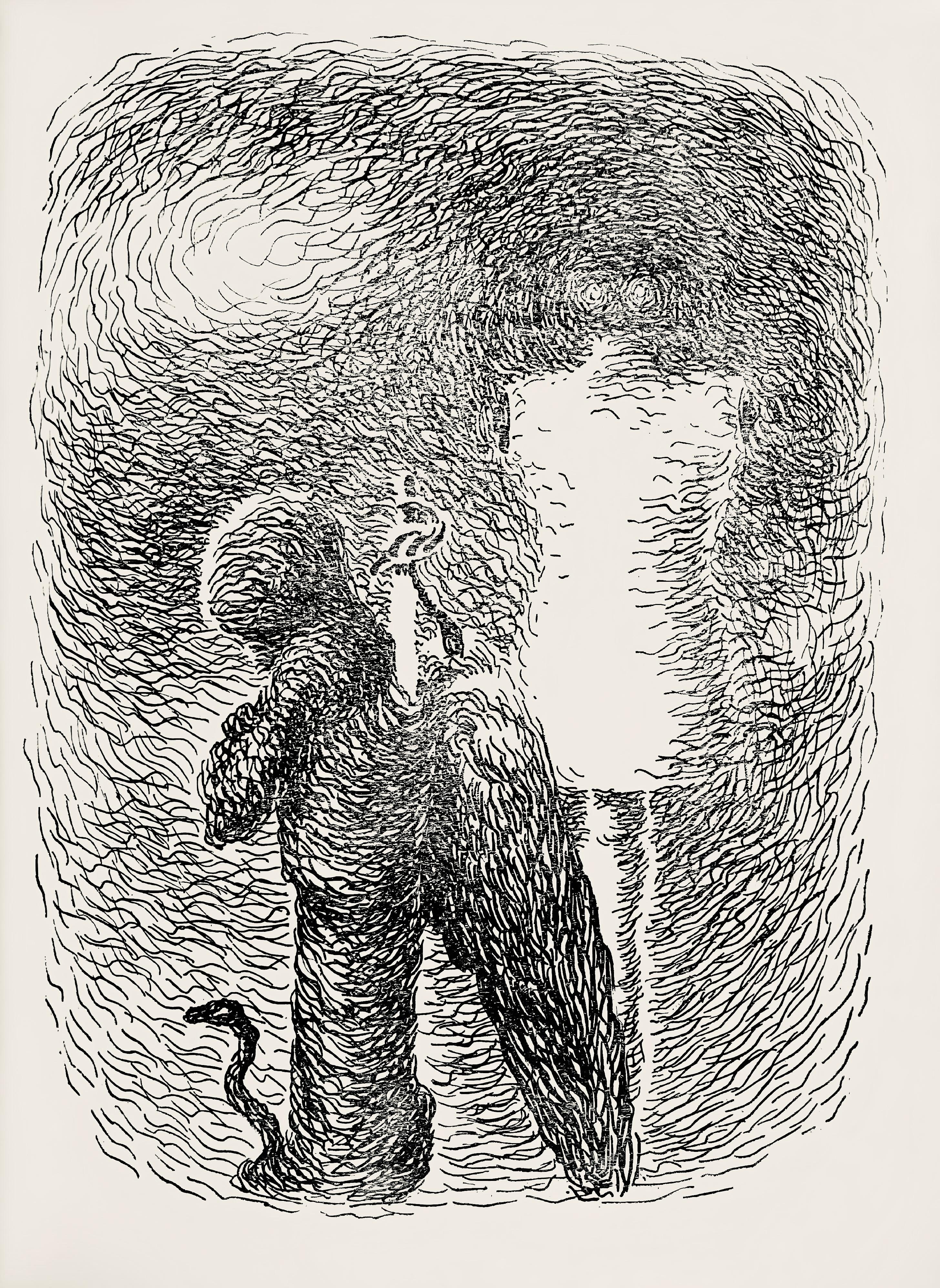 Lithograph on vélin papier pur chiffon paper. Paper Size: 10 x 7.375 inches. Inscription: Unsigned and unnumbered, as issued. Notes: From the album, Les chants de Maldoror, illustrations de René Magritte, 1948. Published and printed by Éditions La