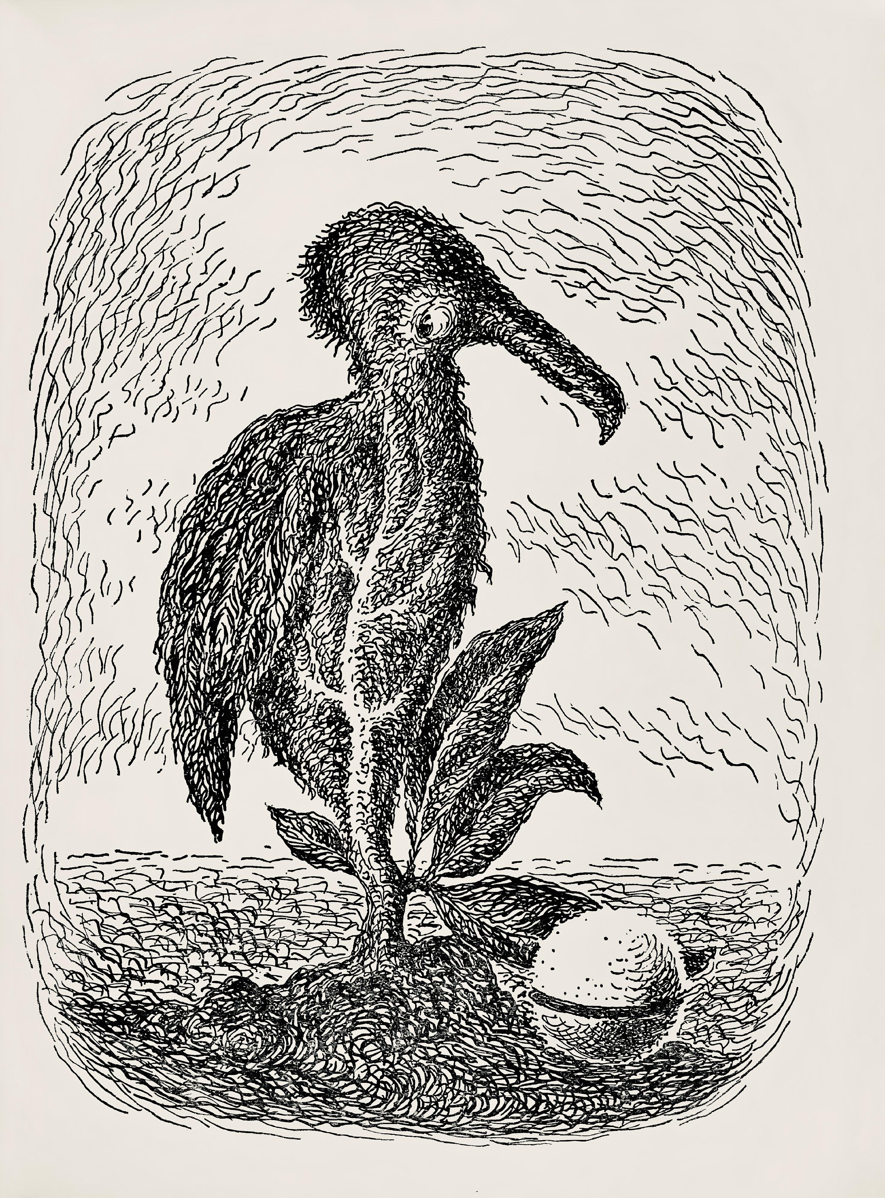 Lithograph on vélin papier pur chiffon paper. Paper Size: 10 x 7.375 inches. Inscription: Unsigned and unnumbered, as issued. Notes: From the album, Les chants de Maldoror, illustrations de René Magritte, 1948. Published and printed by Éditions La