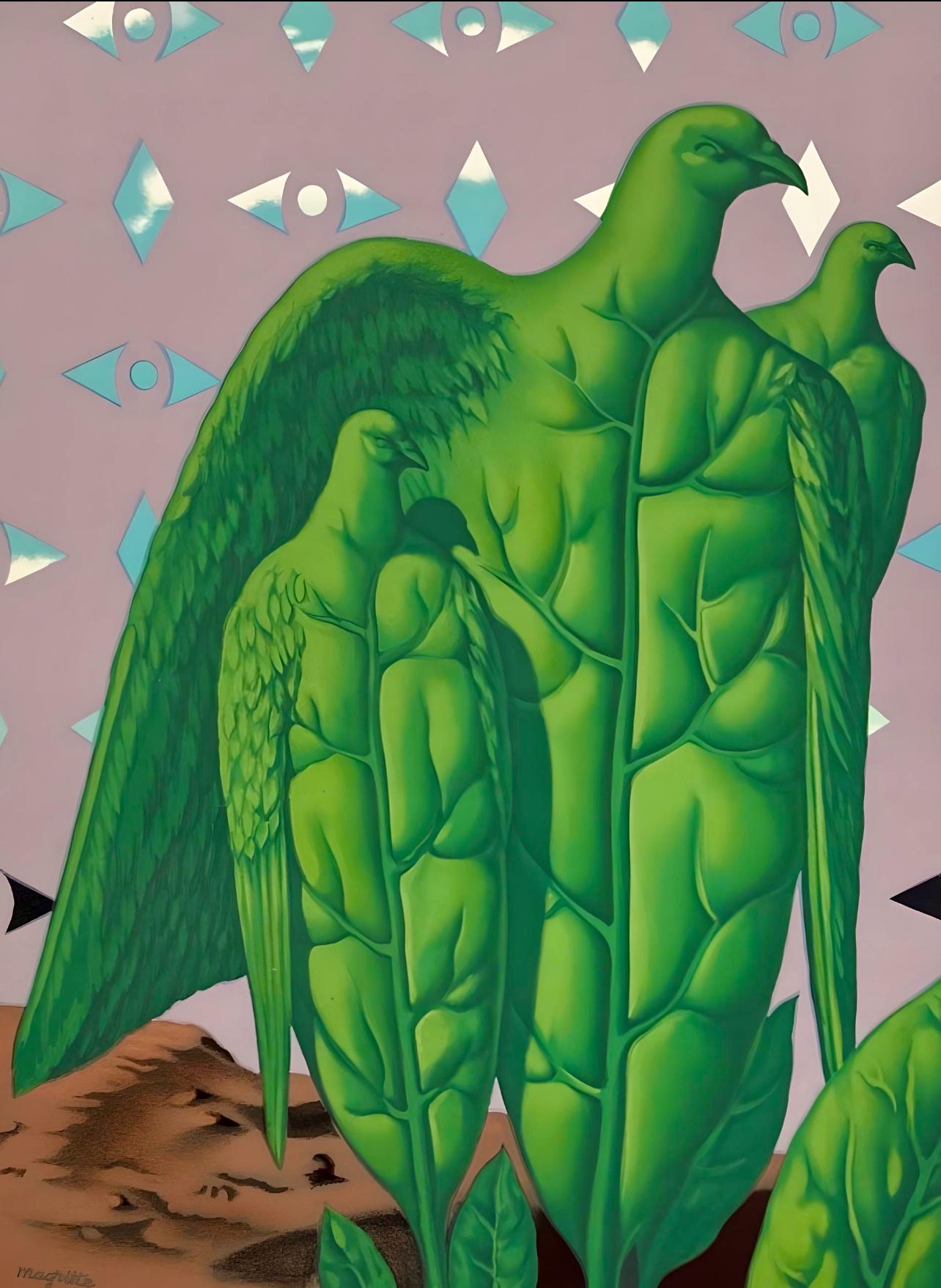 Magritte, Les Grands Oiseaux sont Ceux de L'Ile au Trésor (after) - Surrealist Print by René Magritte