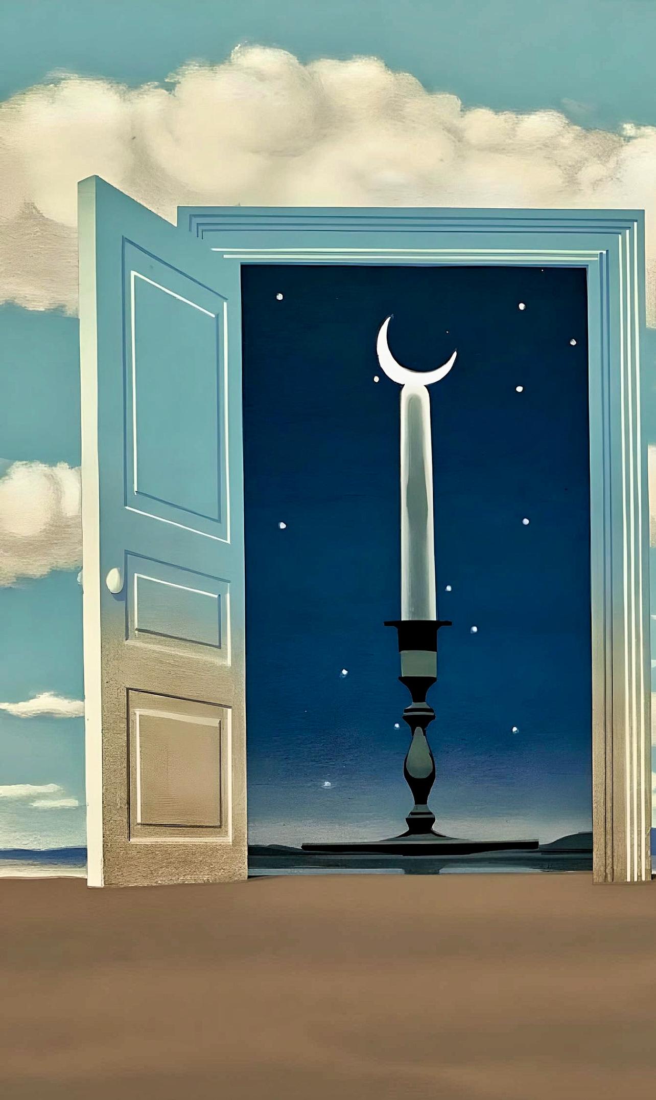 Magritte, Une Porte s'ouvre sur la Nuit Veloutée, from Les Enfants (after) - Surrealist Print by René Magritte