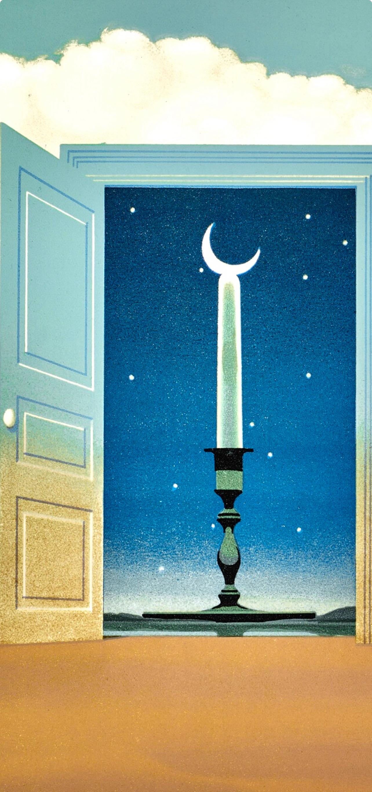 Rene Magritte, A Door Opens onto the Velvety Night, 1968 (after) - Surrealist Print by René Magritte