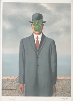 Rene Magritte Le Fils de L'homme Lithographie,  Signiert in einer Patei, gestempelt und gerahmt