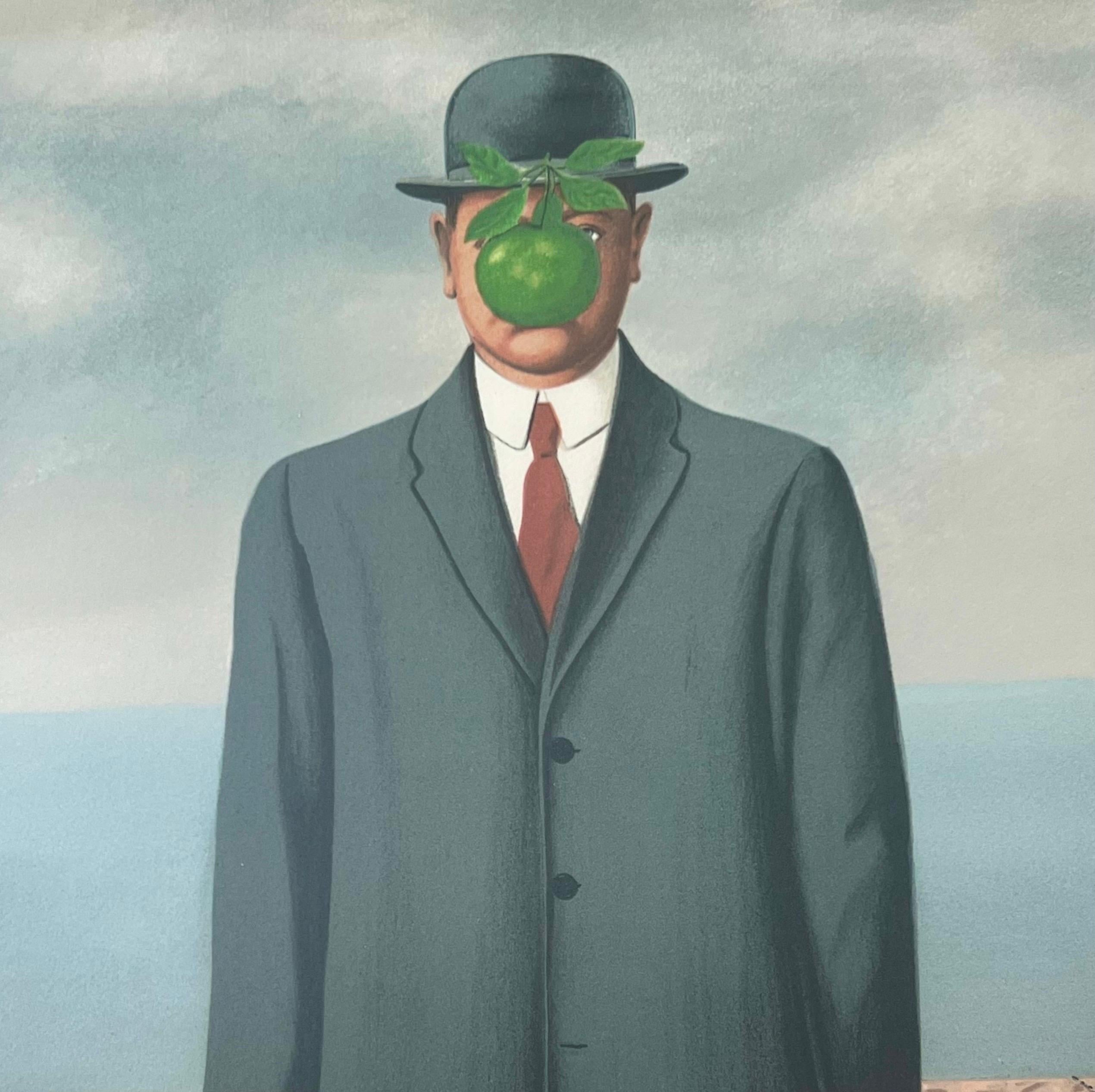 Rene His Le Fils de L'homme Lithographie,  Signé dans une pâte, estampillé et encadré - Surréalisme Print par René Magritte