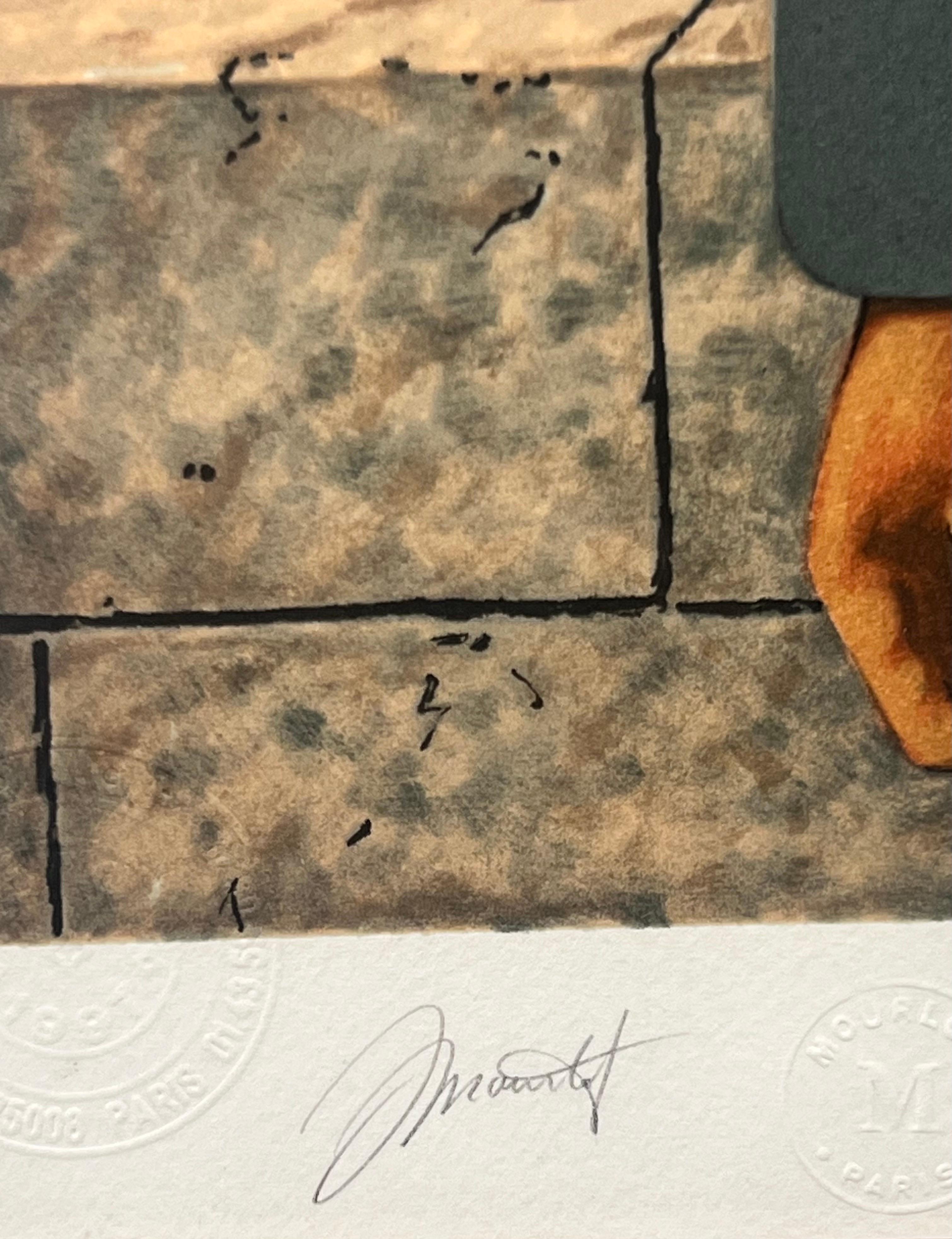 Rene His Le Fils de L'homme Lithographie,  Signé dans une pâte, estampillé et encadré en vente 4