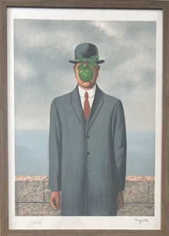 René Magritte Le Fils de L'homme Litografía,  Firmado en un paté, estampado y enmarcado