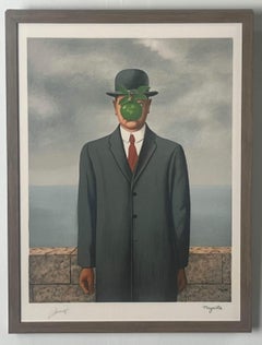 Rene Magritte Le Fils de L'homme Lithograph,  Signed in a Pate, Stamped & Framed