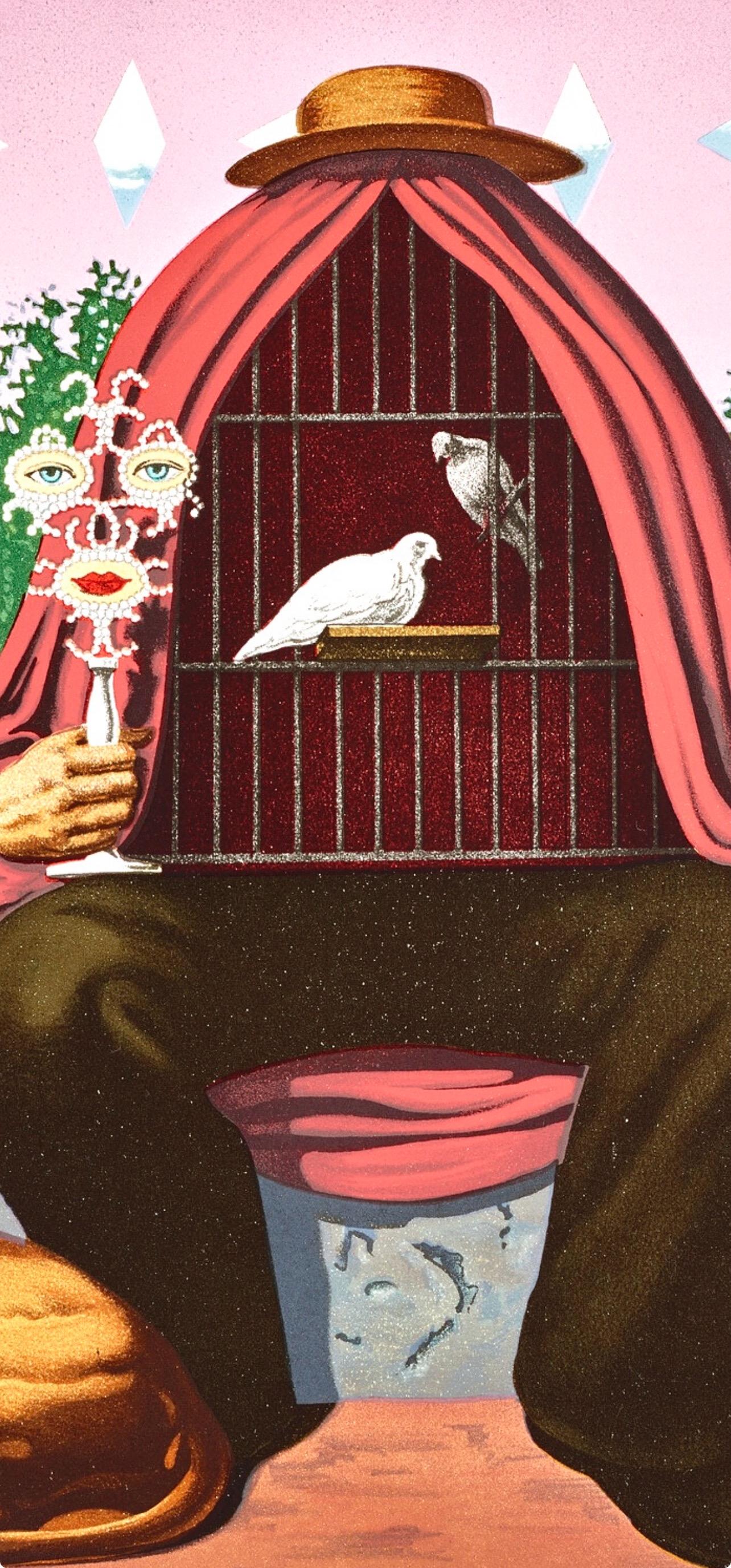 Rene Magritte, Two Turtledoves, in the Warm Penumbra of Their Home, 1968 (after) - Beige Figurative Print by René Magritte