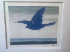 Sky Bird- original Magritte lithograph surrealistic work after his 1966 painting