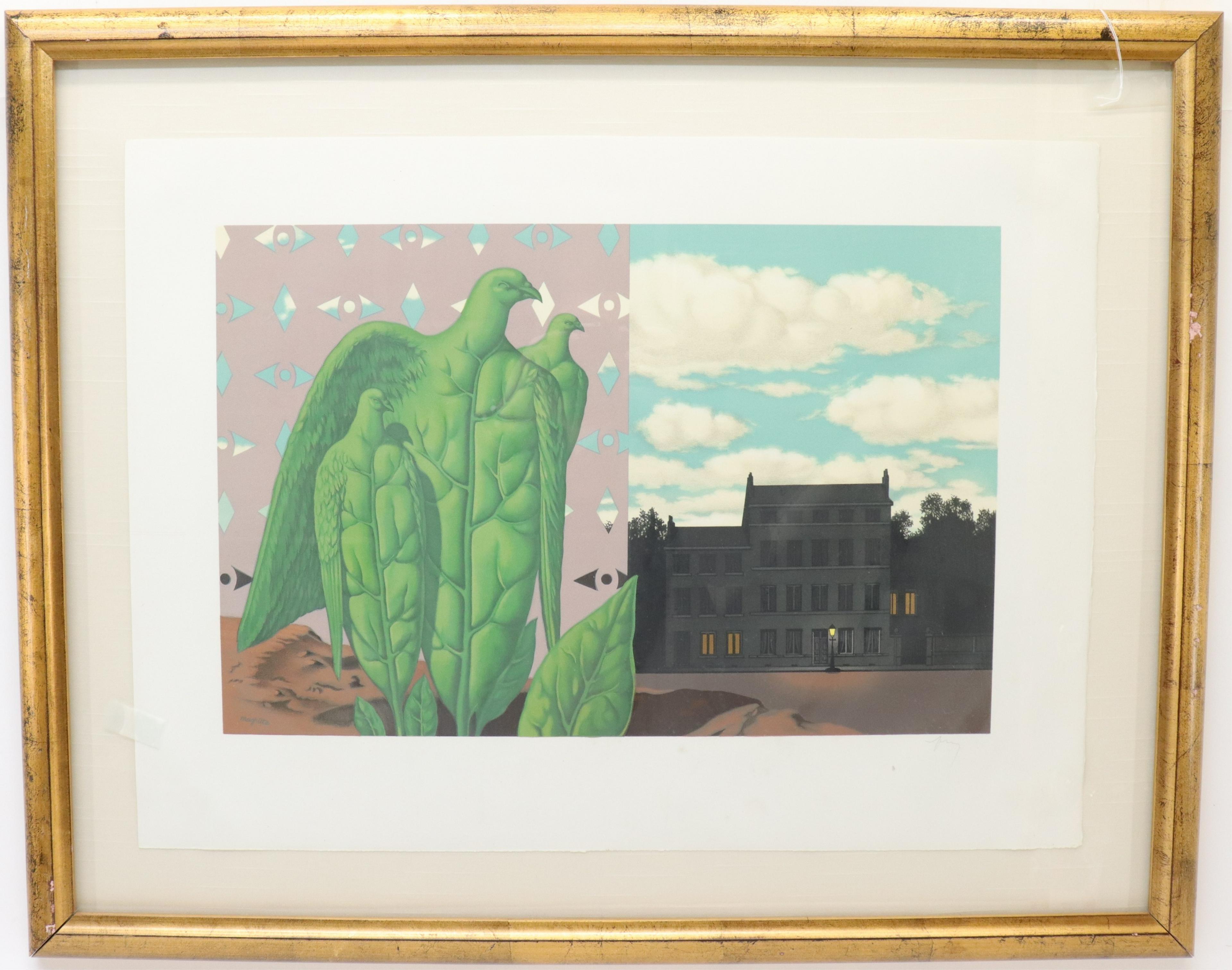 Sogno surrealista Litografia del maestro belga Magritte Firmata a matita da Mourlot