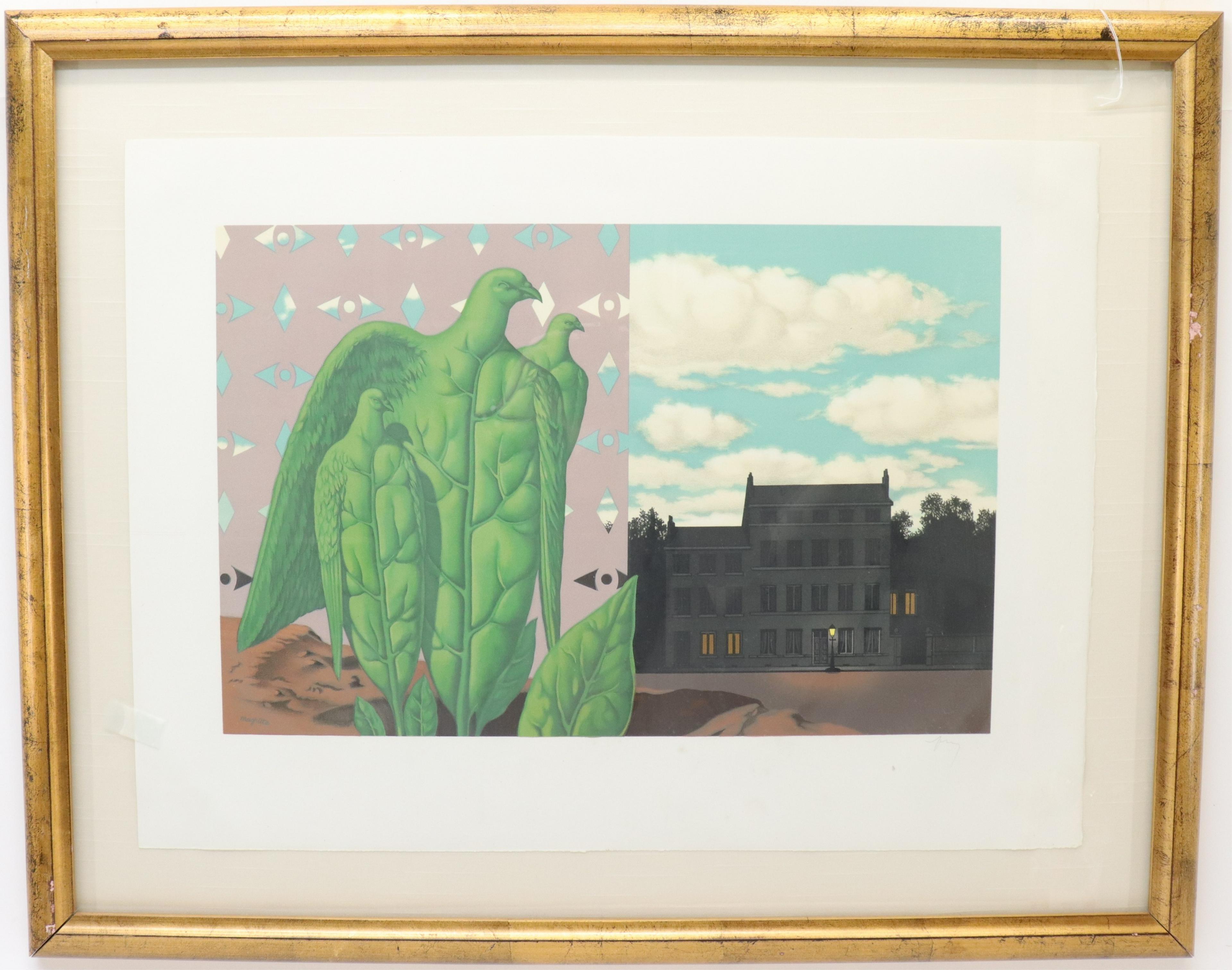 Landscape Print René Magritte - Lithographie surréaliste du rêve du maître belge Magritte signée par Mourlot