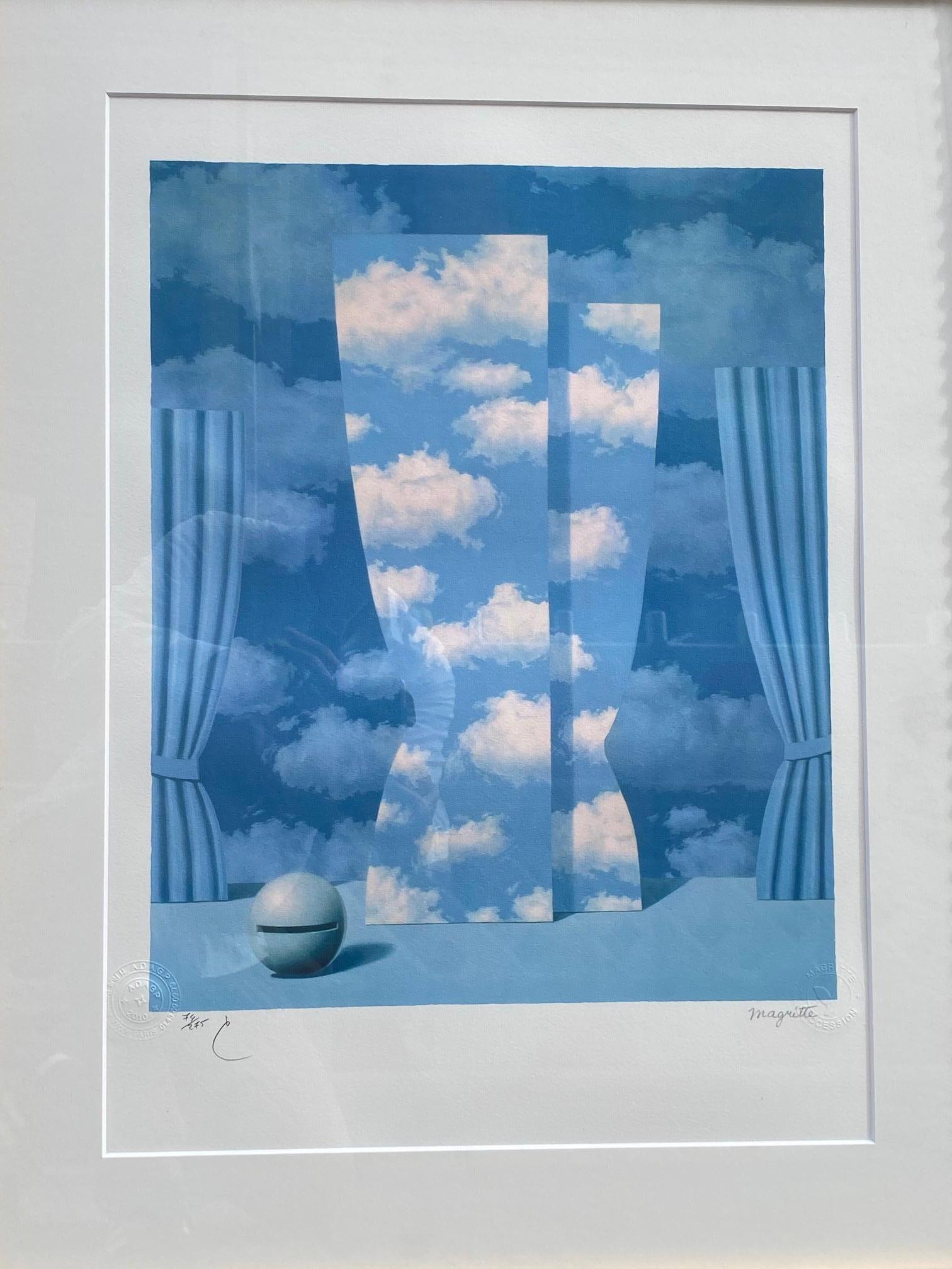 René Magritte Landscape Print - Wasted Effort - Magritte lithograph surrealistic work after his 1962 painting