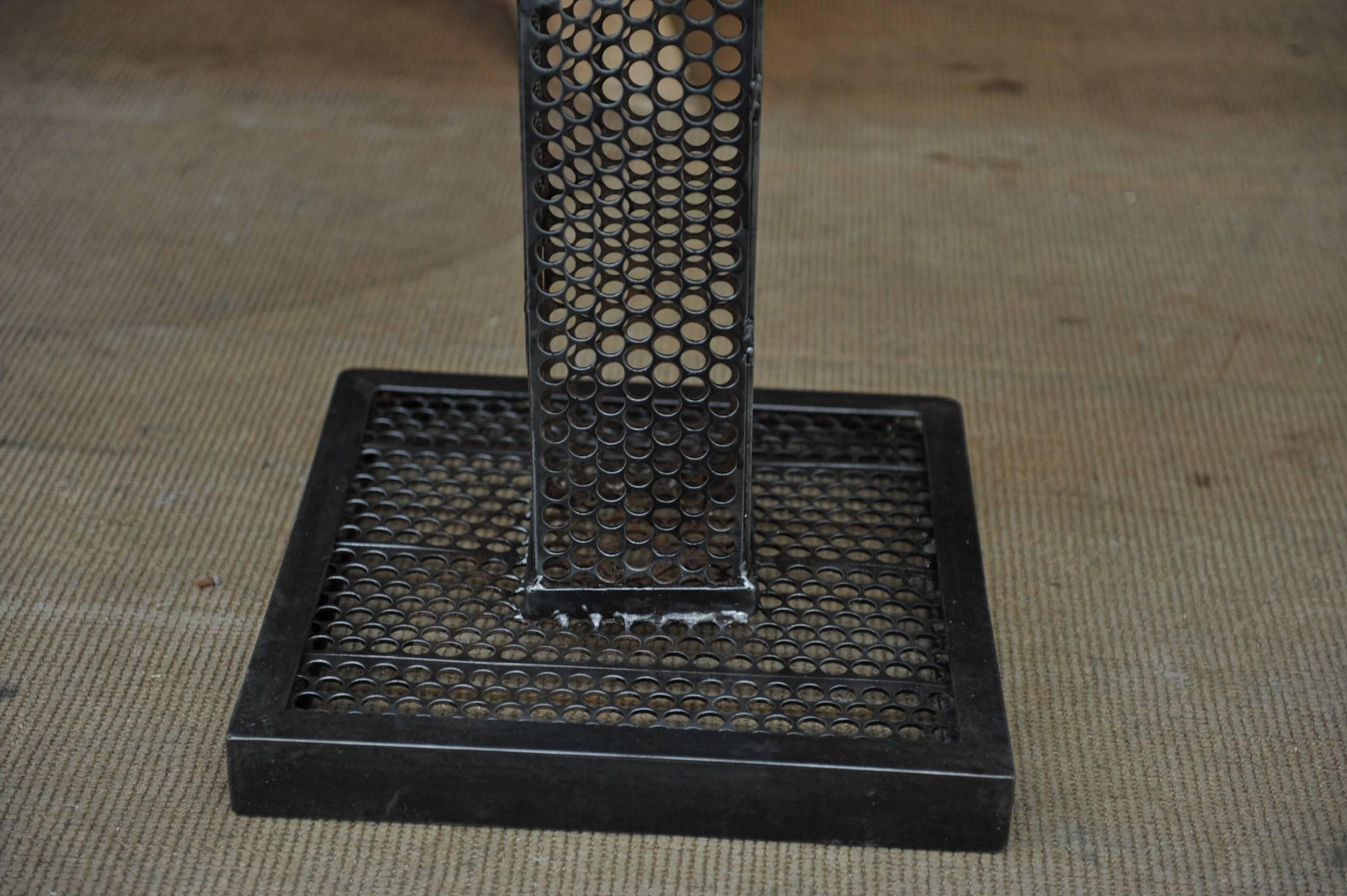 Mid-20th Century René Malaval Iron Perforated Square Table, circa 1960