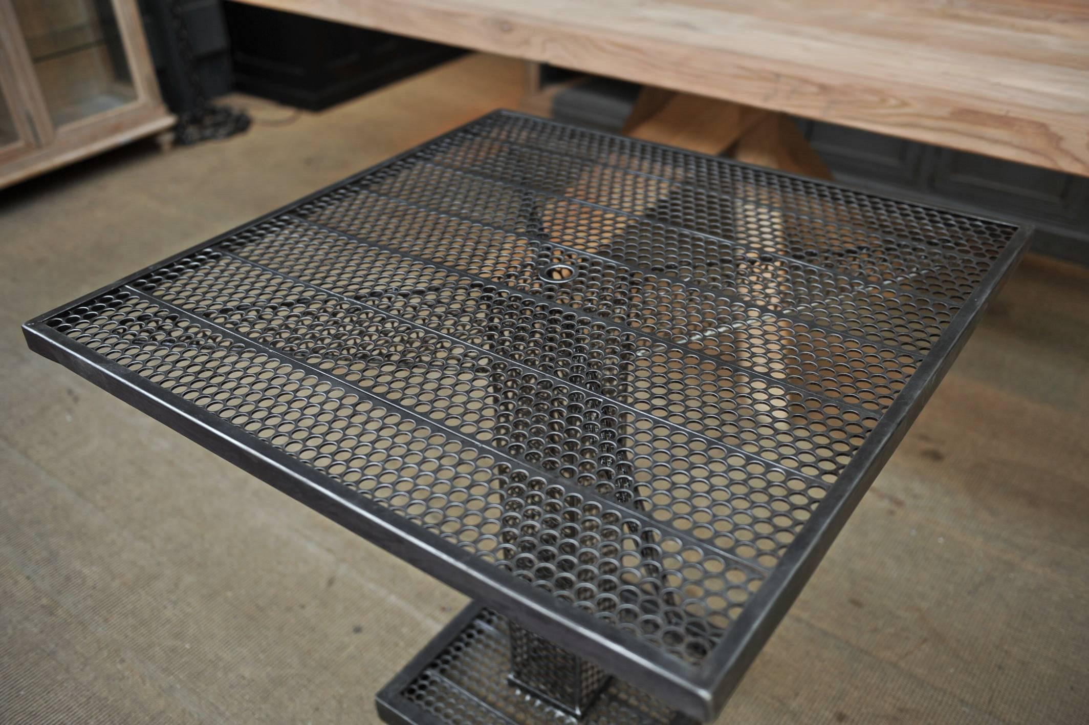 René Malaval Iron Perforated Square Table, circa 1960 2