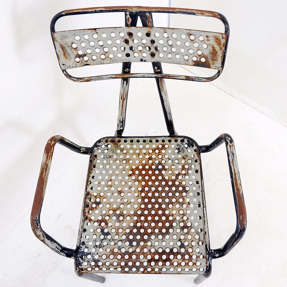 Industrial Rene Malaval 'Radar' Metal Mid-Century French Garden Chairs Set of 2 For Sale