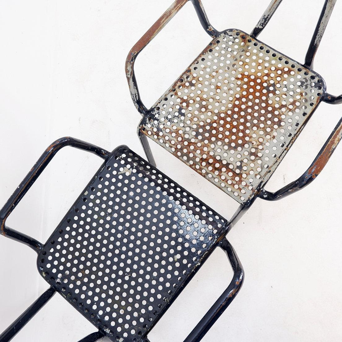 Rene Malaval 'Radar' Metal Mid-Century French Garden Chairs Set of 2 For Sale 1