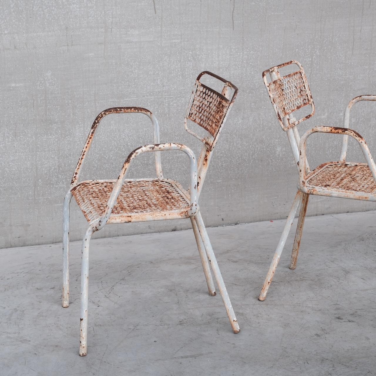 Rene Malaval 'Radar' Metal Mid-Century French Garden Chairs Set of Four 10