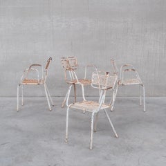 Rene Malaval 'Radar' Metal Mid-Century French Garden Chairs Set of Four