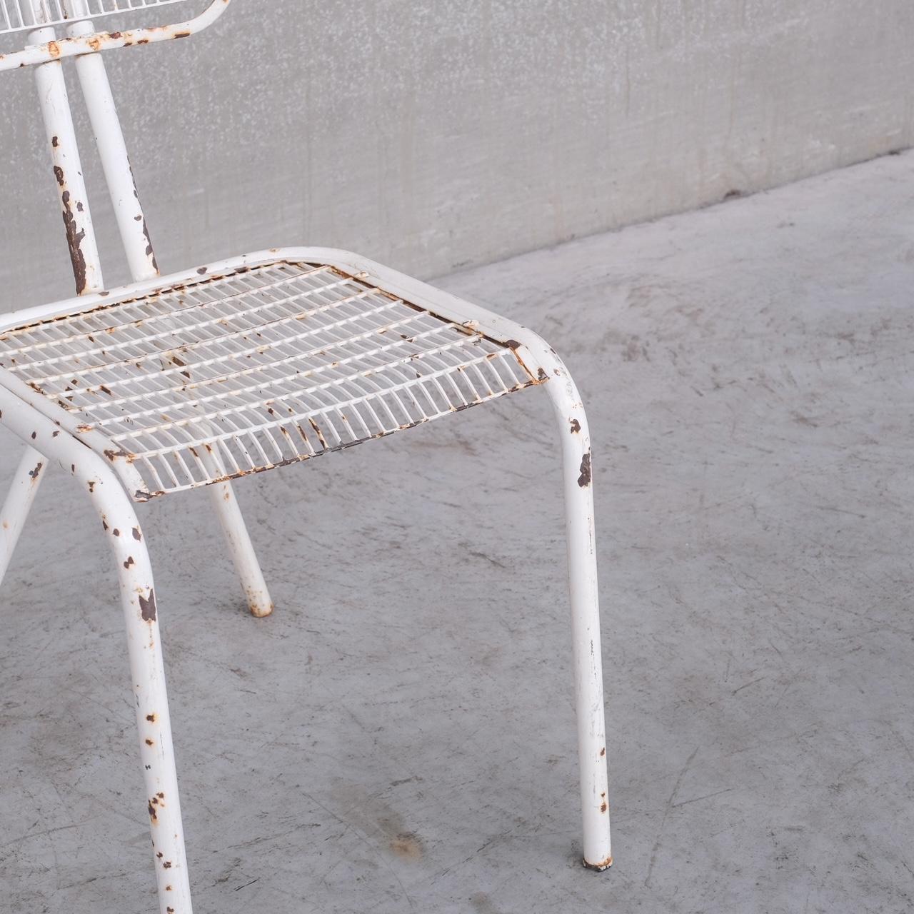 Steel Rene Malaval 'Radar' Metal Mid-Century French Garden Chairs Set of Four