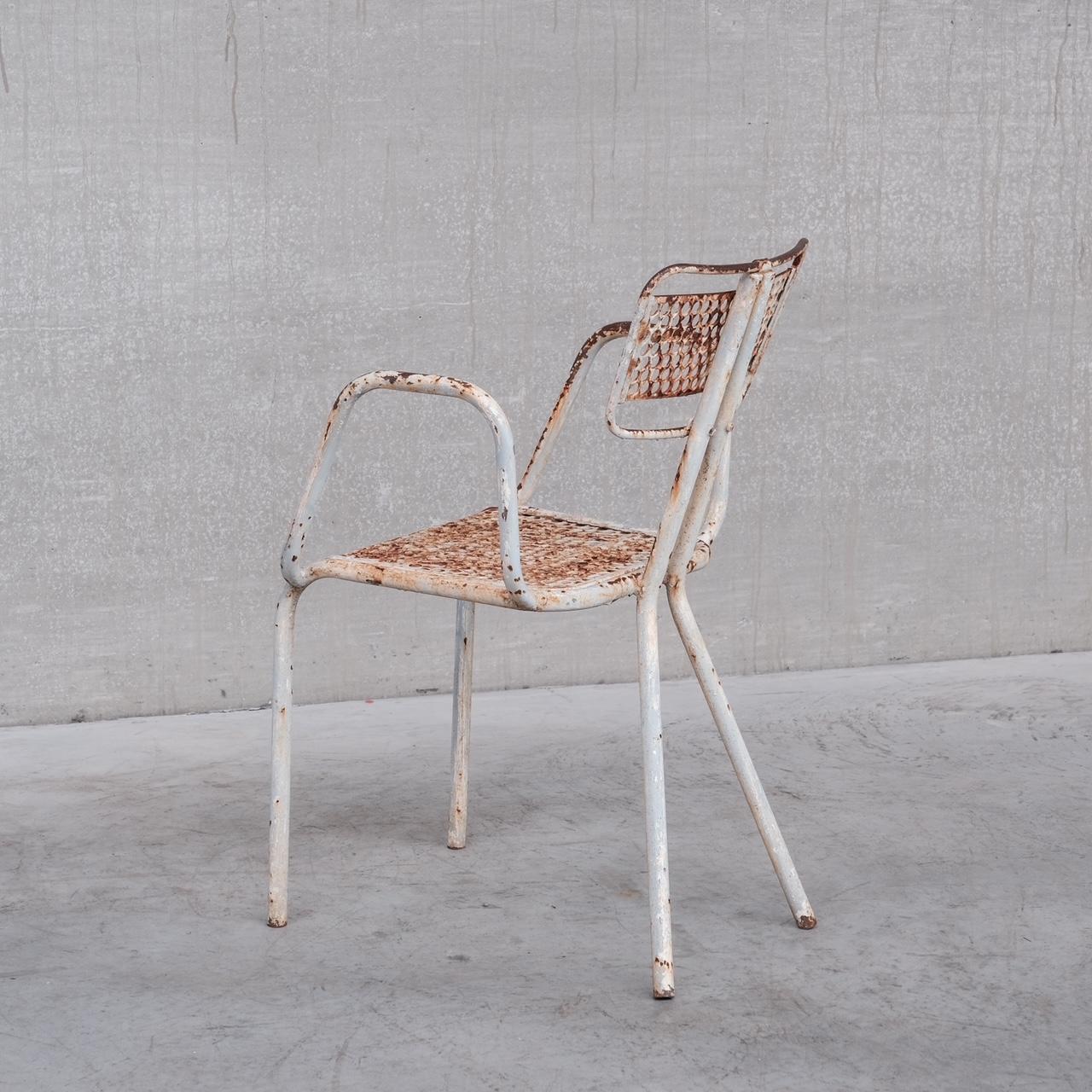 Rene Malaval 'Radar' Metal Mid-Century French Garden Chairs Set of Four 1