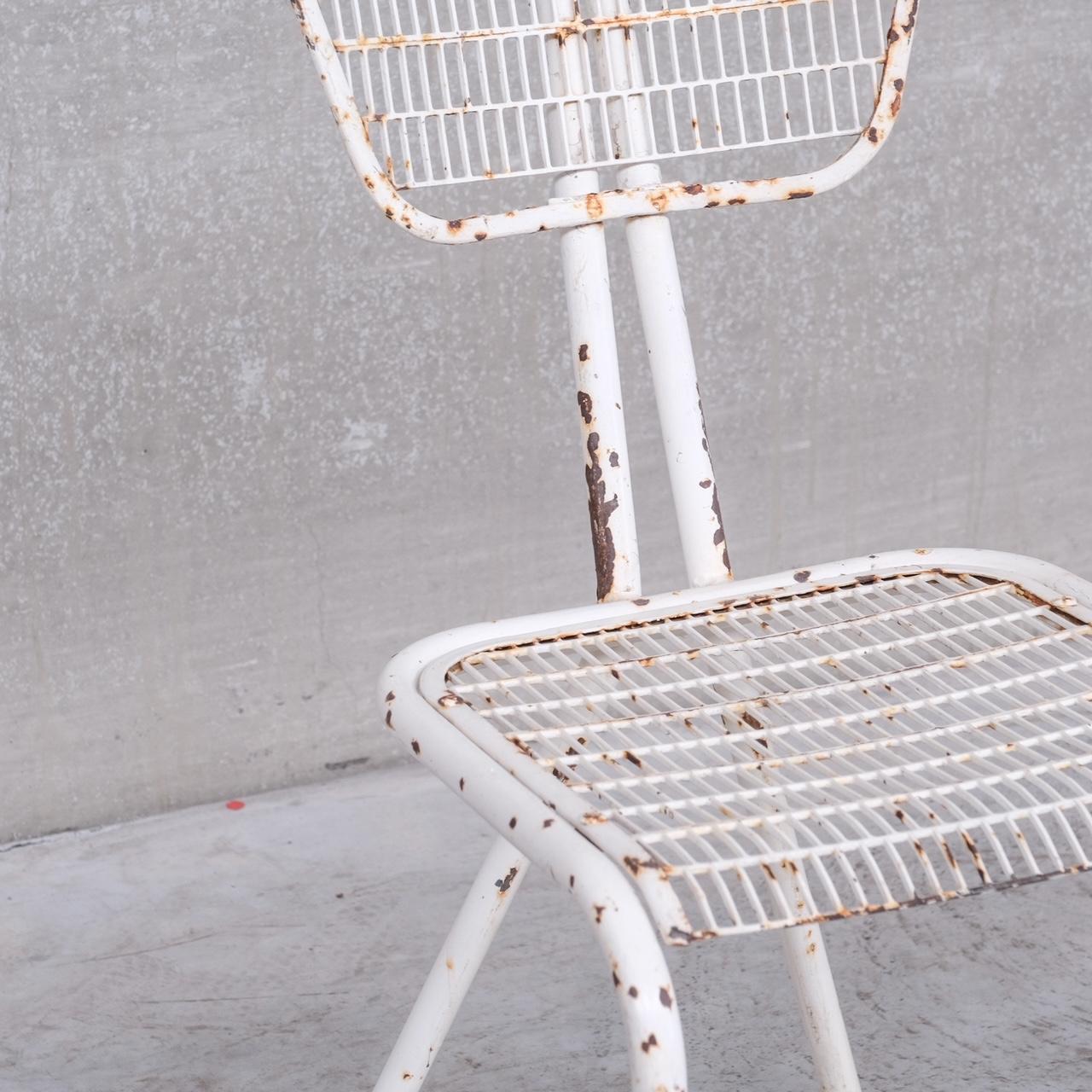 Rene Malaval 'Radar' Metal Mid-Century French Garden Chairs Set of Four 1