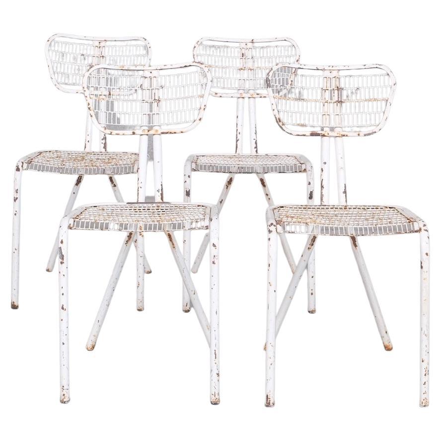 Rene Malaval 'Radar' Metal Mid-Century French Garden Chairs Set of Four