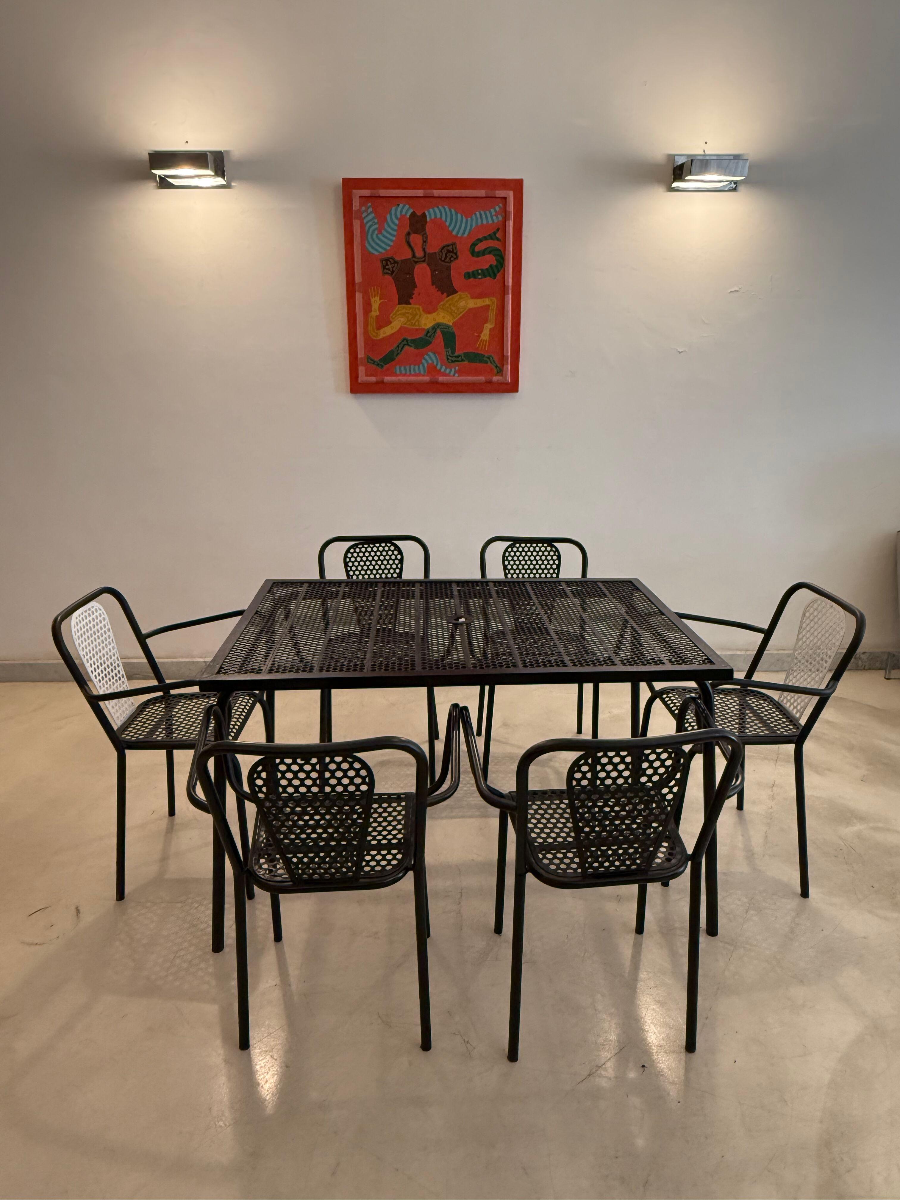 René Malaval Vintage Set of 6 Garden Chairs, circa 1955 In Good Condition For Sale In Paris, FR
