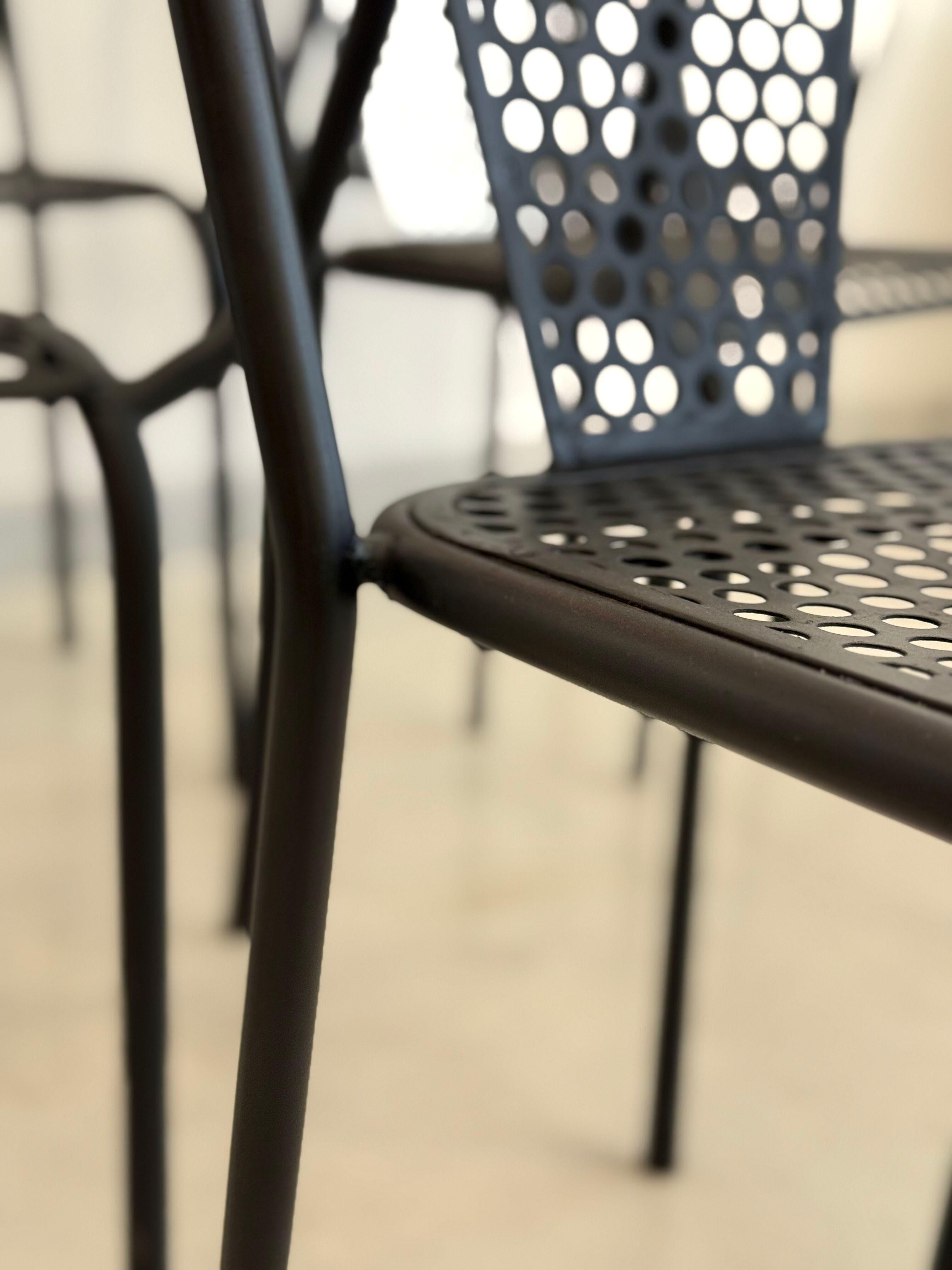 20th Century René Malaval Vintage Set of 6 Garden Chairs, circa 1955 For Sale