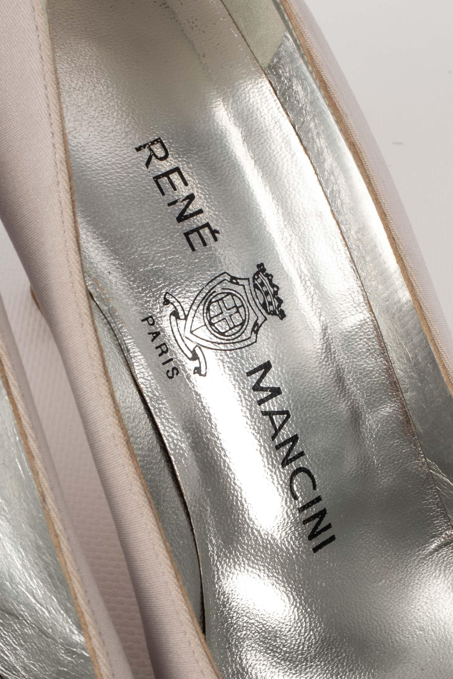 René Mancini Silk, Lace, and Leather Stilettoes / Shoes For Sale 3