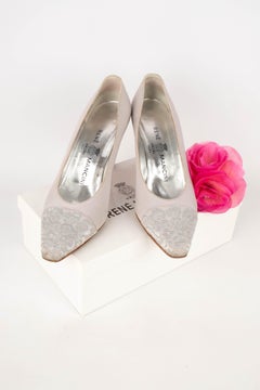 René Mancini Silk, Lace, and Leather Stilettoes / Shoes