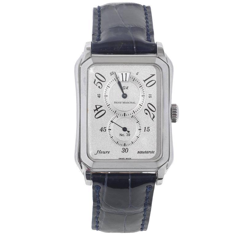 Rene Marchal Edelstahl Heure Sautante Mecanique Armbanduhr aus Edelstahl im Zustand „Hervorragend“ im Angebot in Firenze, IT