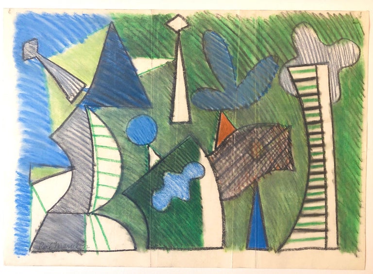 Rene Marcil Canadian Abstract Modernist Colorful Watercolor And