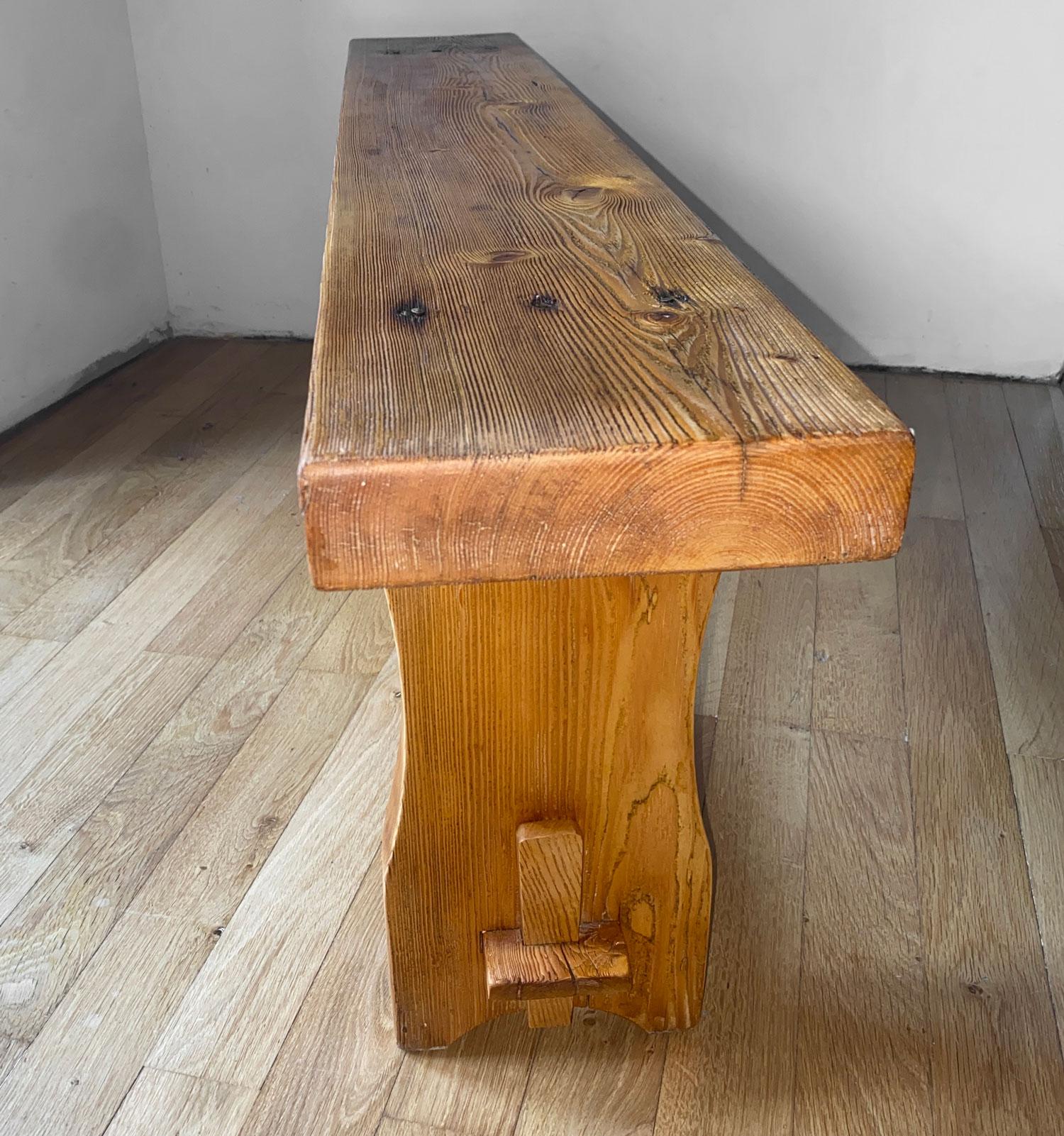 20th Century René Martin cabinetmaker of Charlotte Perriand Meribel arolle bench 1948 For Sale