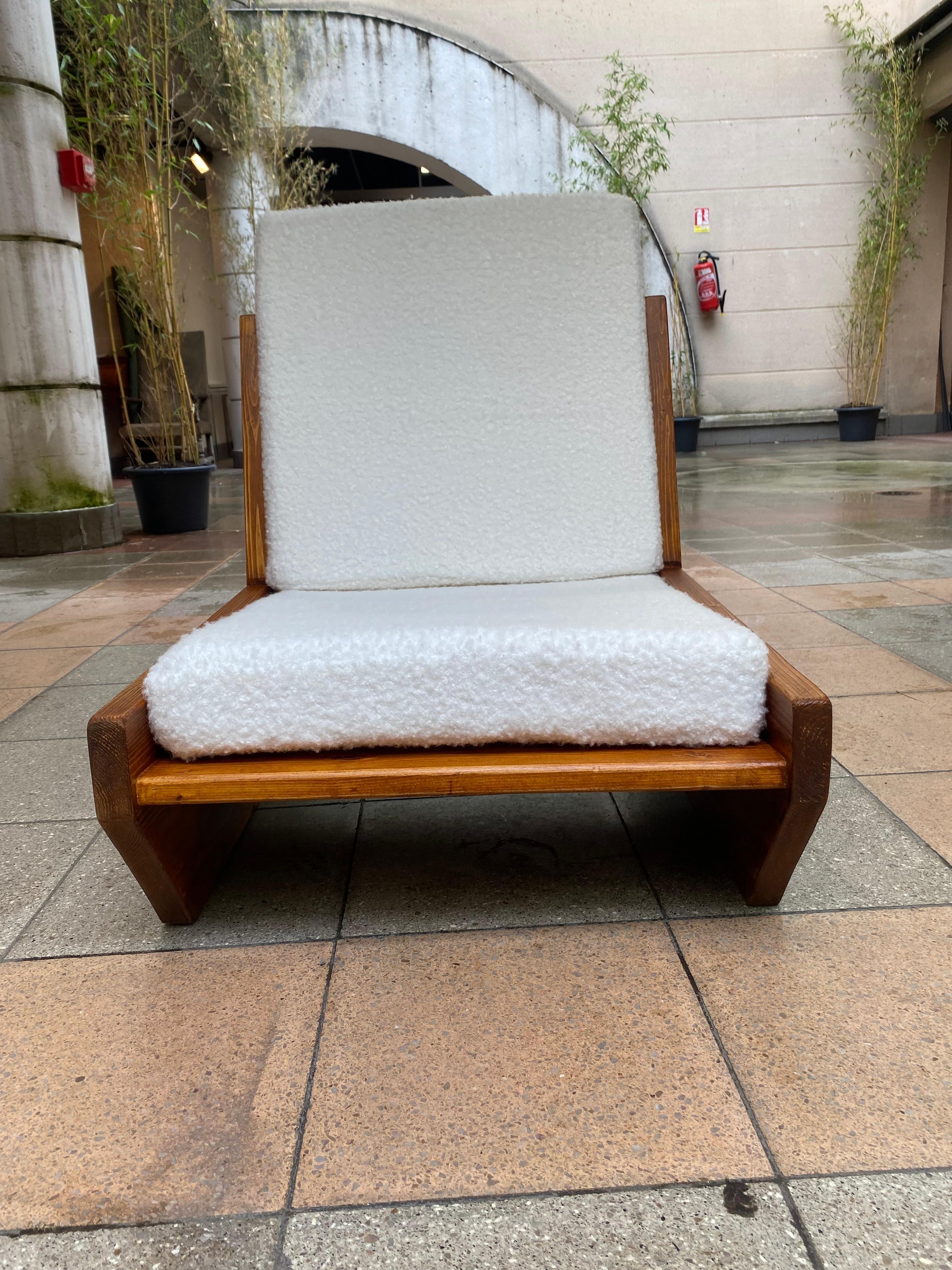 Wood René Martin fireside chair - 1960s
