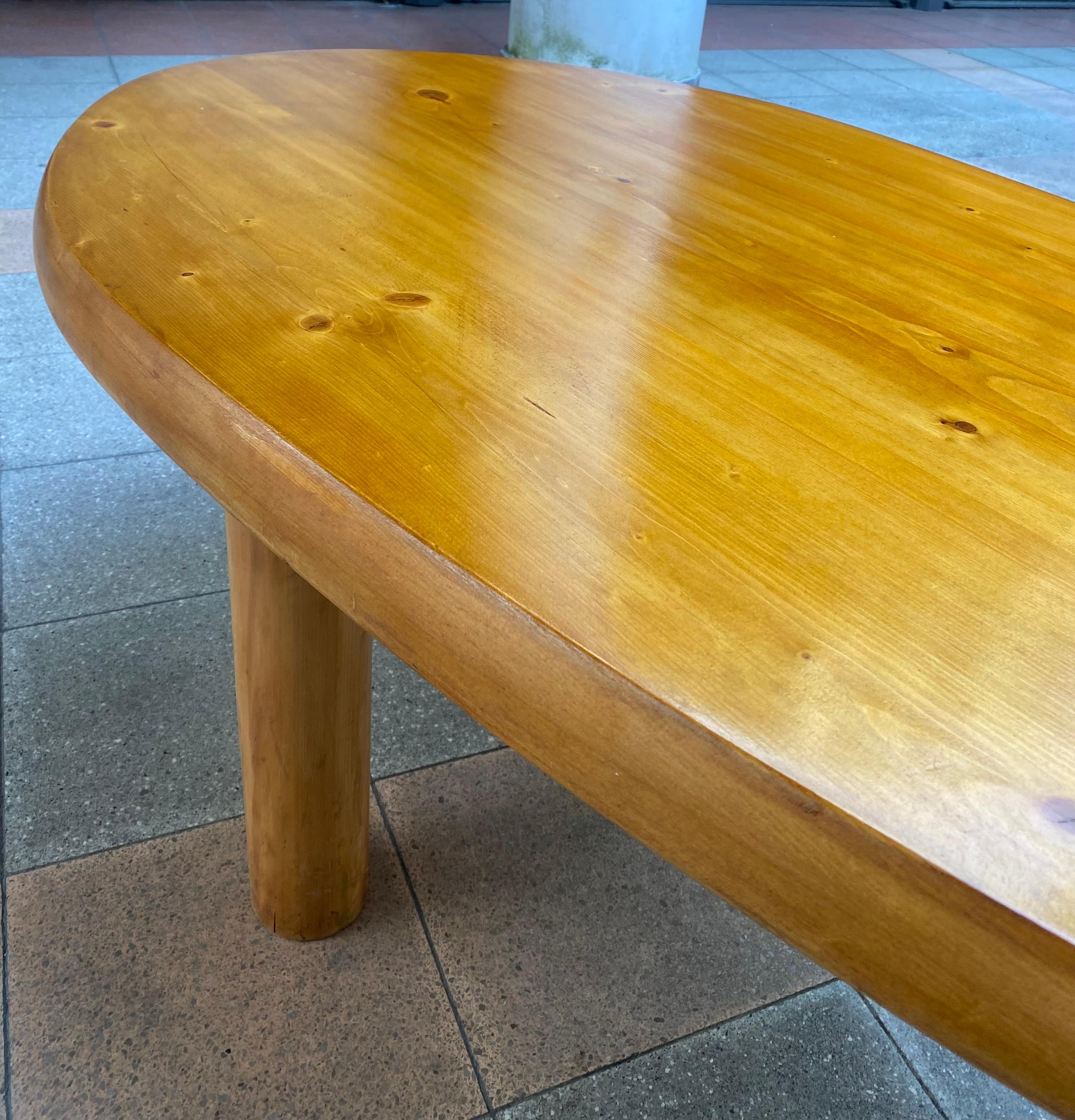 Mid-20th Century Rene Martin for Charlotte Perriand Table / Pedestal Table Solid Pine, circa 1955 For Sale