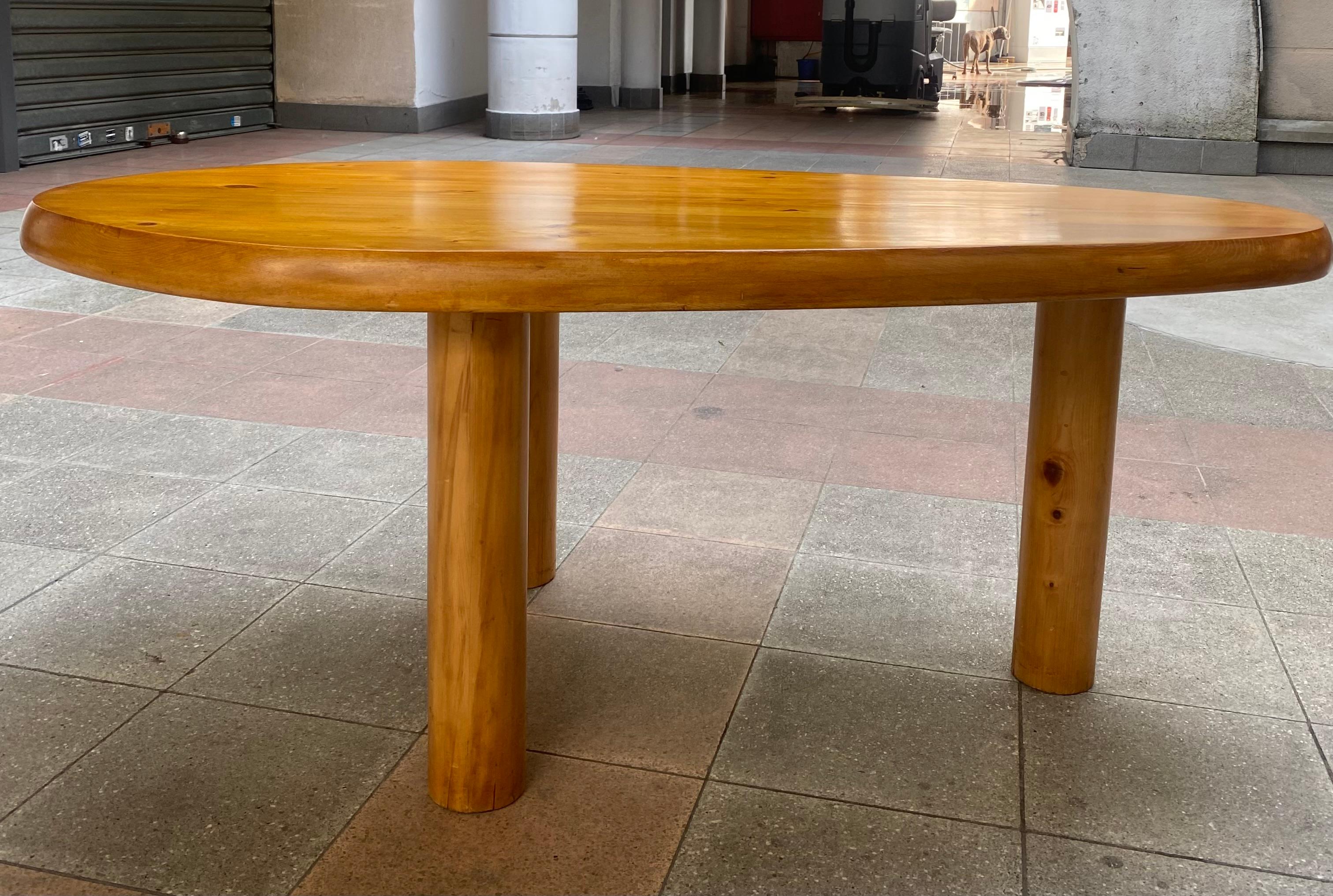 Rene Martin for Charlotte Perriand Table / Pedestal Table Solid Pine, circa 1955 For Sale 3