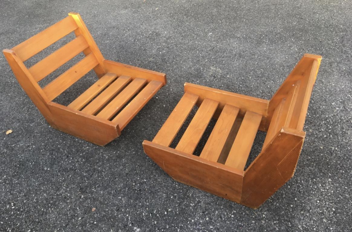 René Martin Pair of Pine Lounge Chair 2