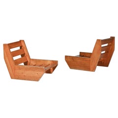 René Martin Pair of Pine Lounge Chair