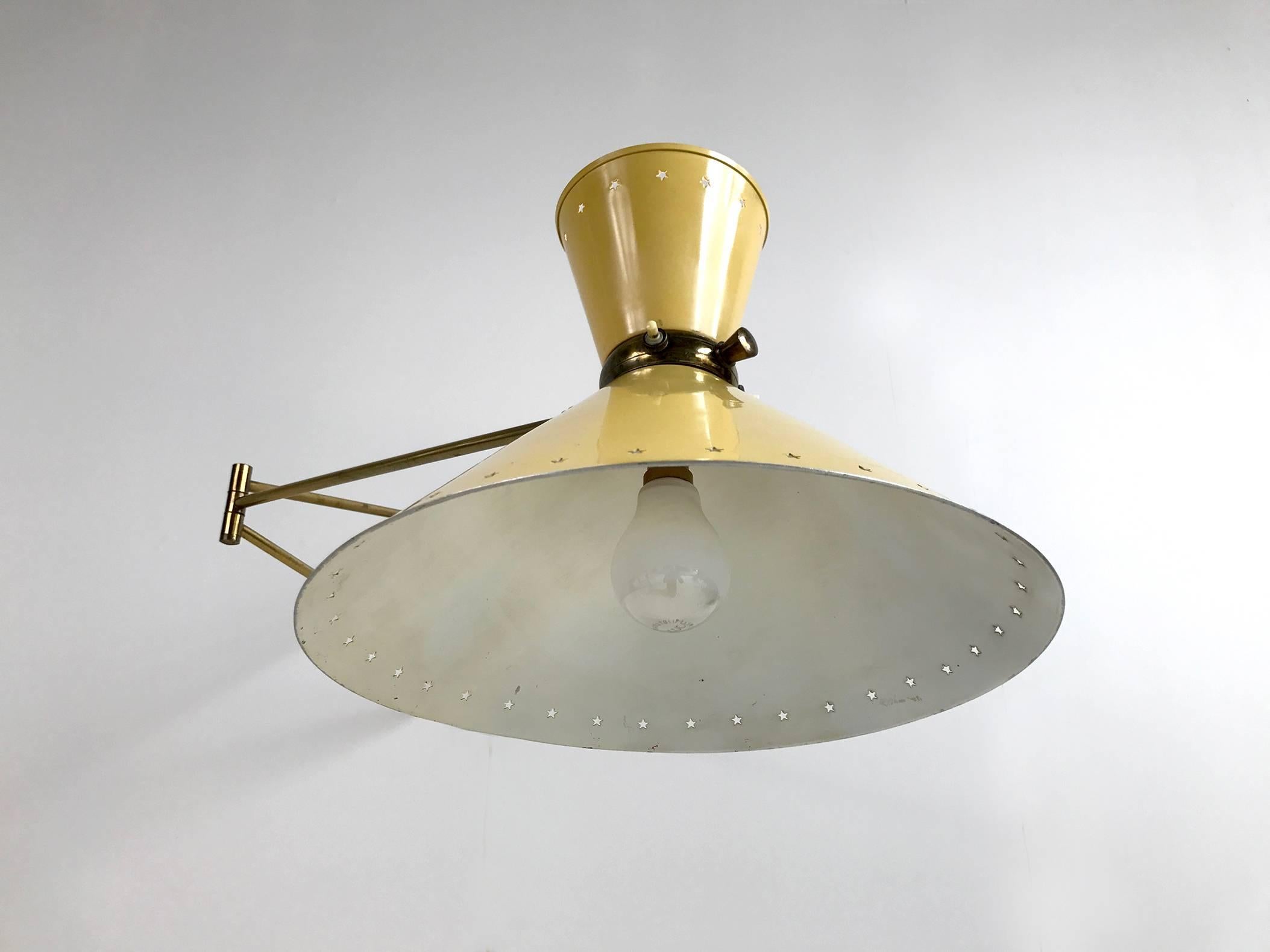 René Mathieu for Maison Lunel, Large Wall Lamp Diabolo, France 1950 In Excellent Condition In Catonvielle, FR