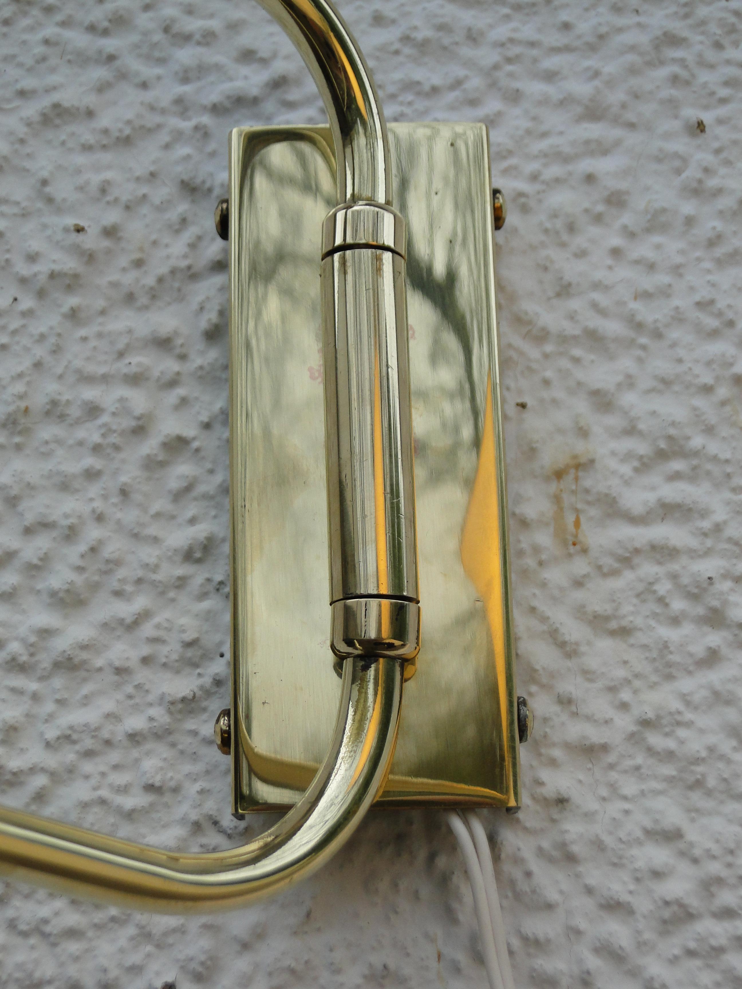 Rene Mathieu Large Vintage Brass Double Arms Adjustable Diabolo Wall Lamp France For Sale 4