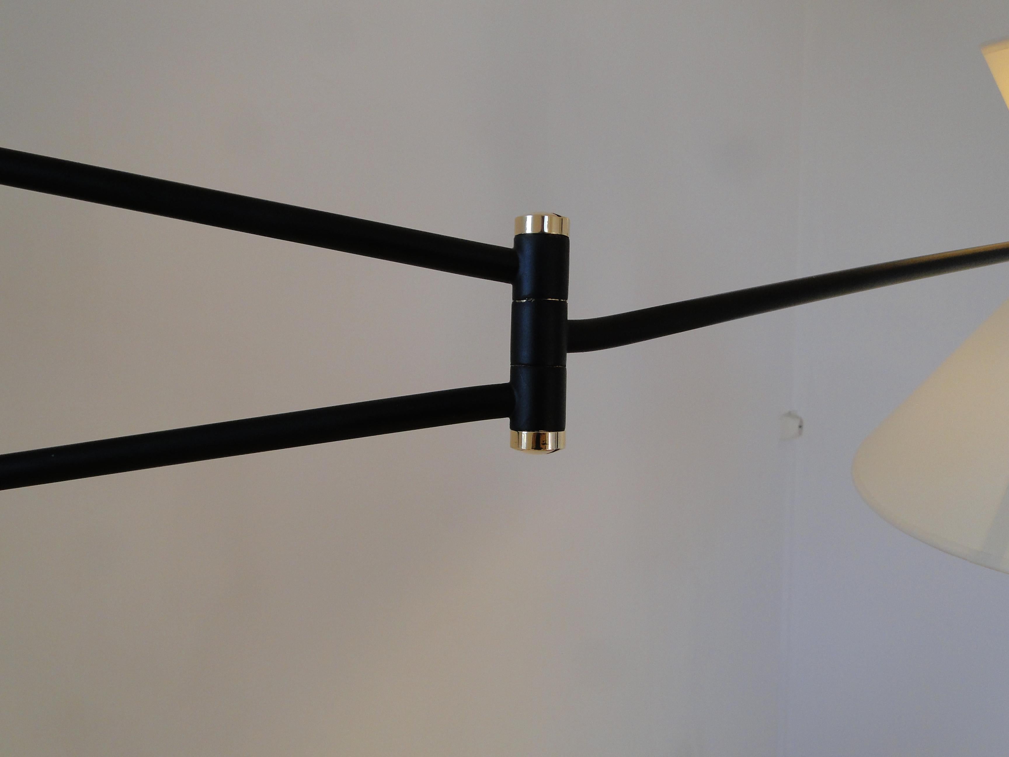 Rene Mathieu Large Vintage Brass Double Arms Adjustable Diabolo Wall Lamp France 9