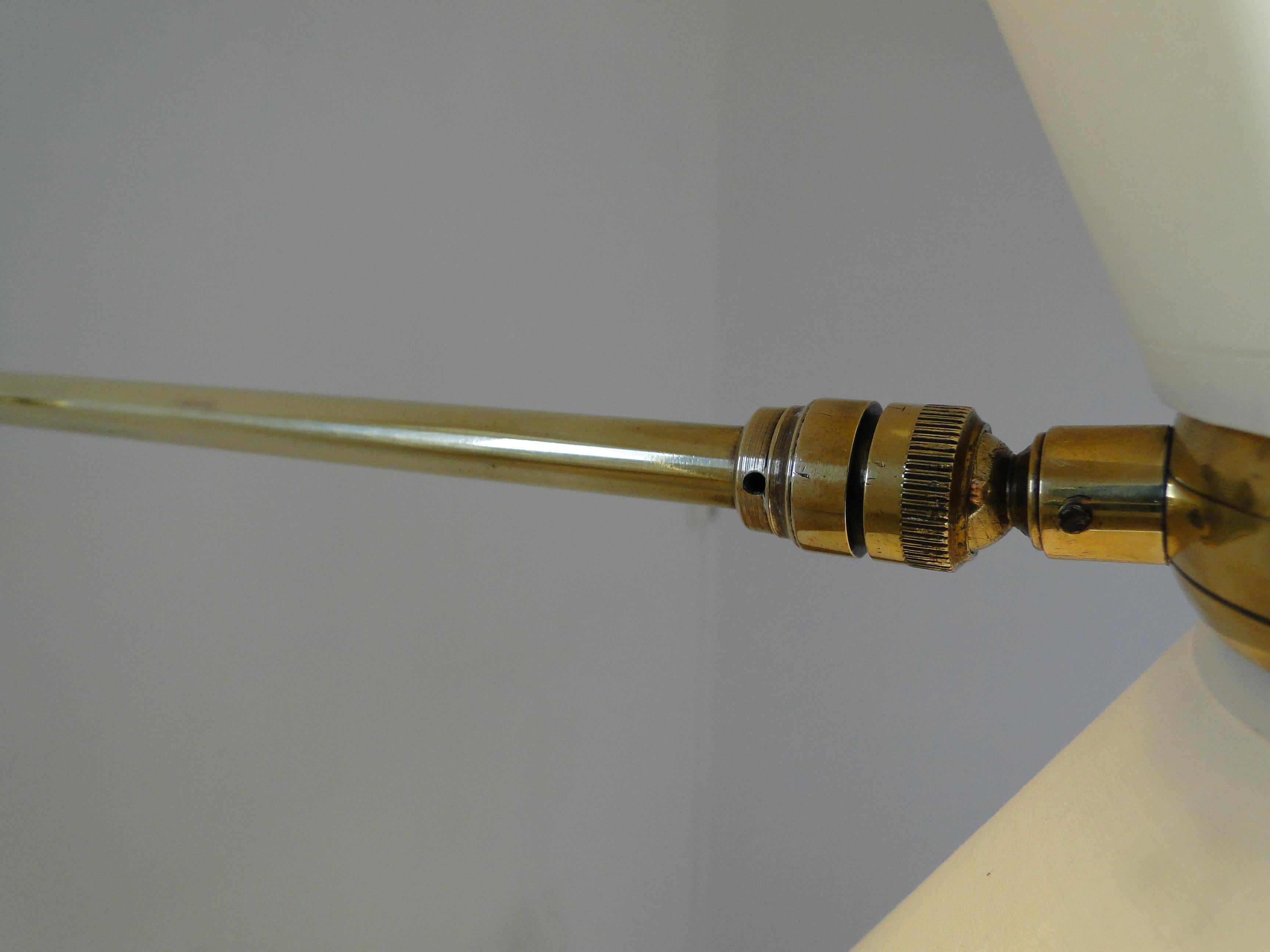 Rene Mathieu Large Vintage Brass Double Arms Adjustable Diabolo Wall Lamp France 9