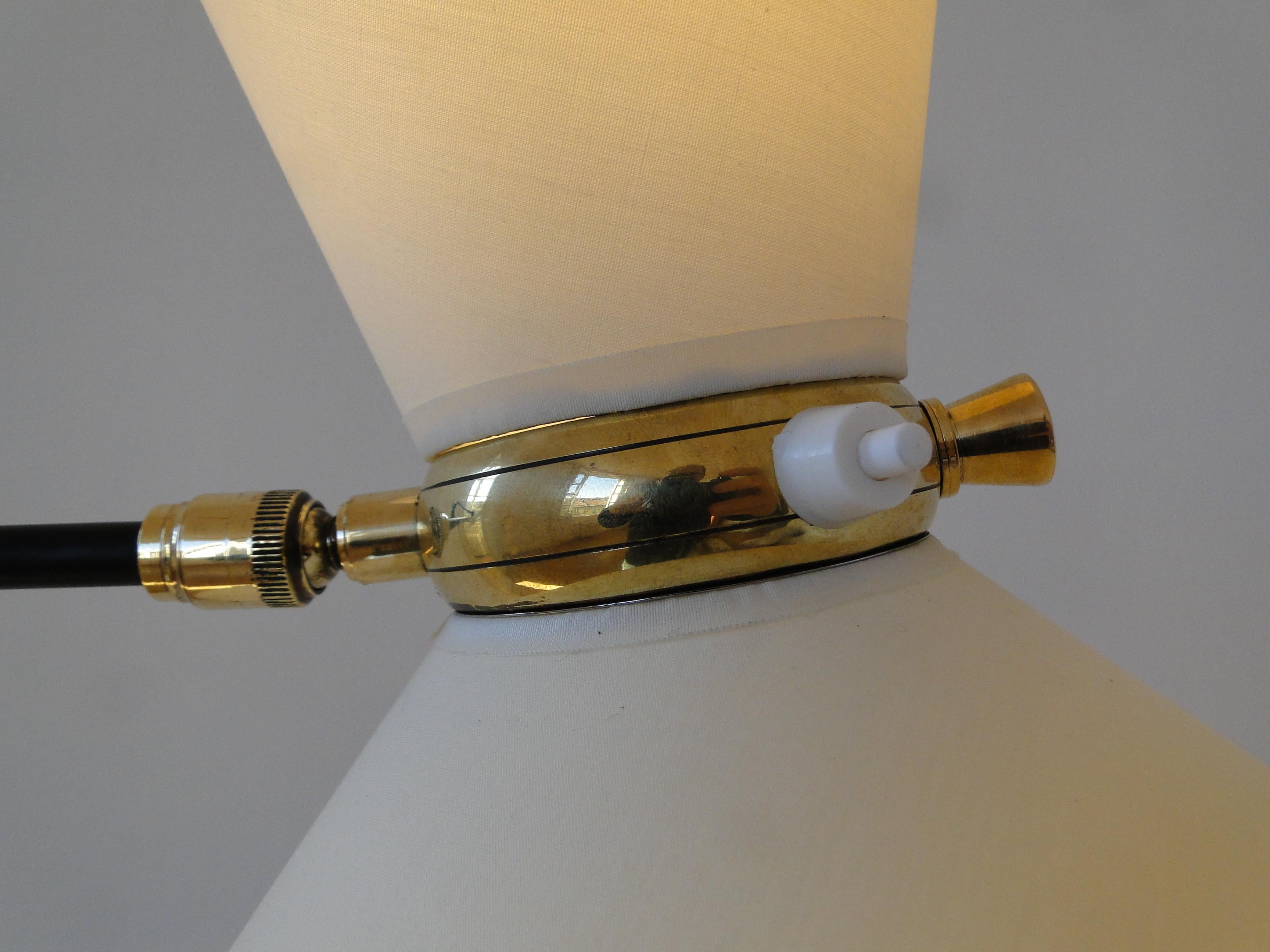 Rene Mathieu Large Vintage Brass Double Arms Adjustable Diabolo Wall Lamp France 10