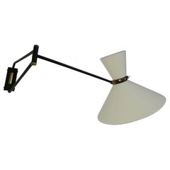 Rene Mathieu Large Vintage Double Arms Adjustable Diabolo Wall Lamp France